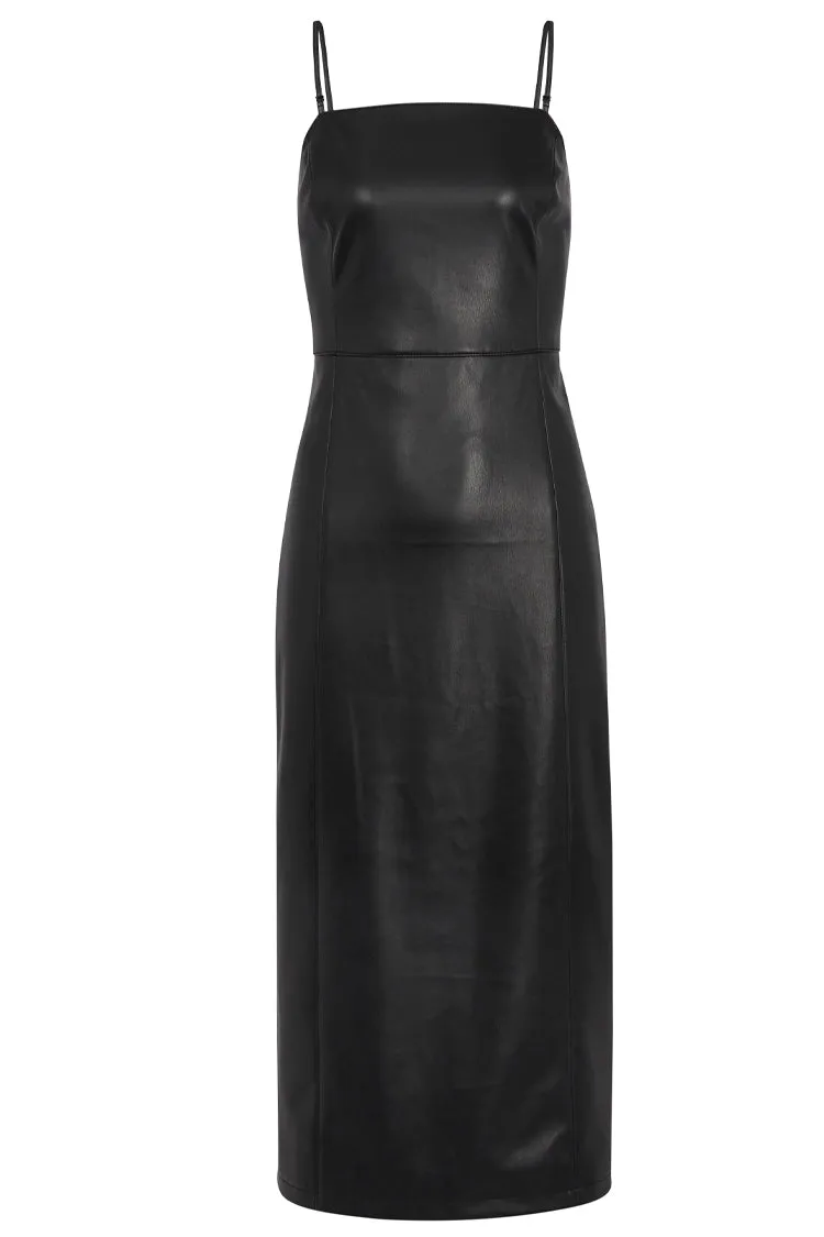 Black Vegan Leather Louise Dress