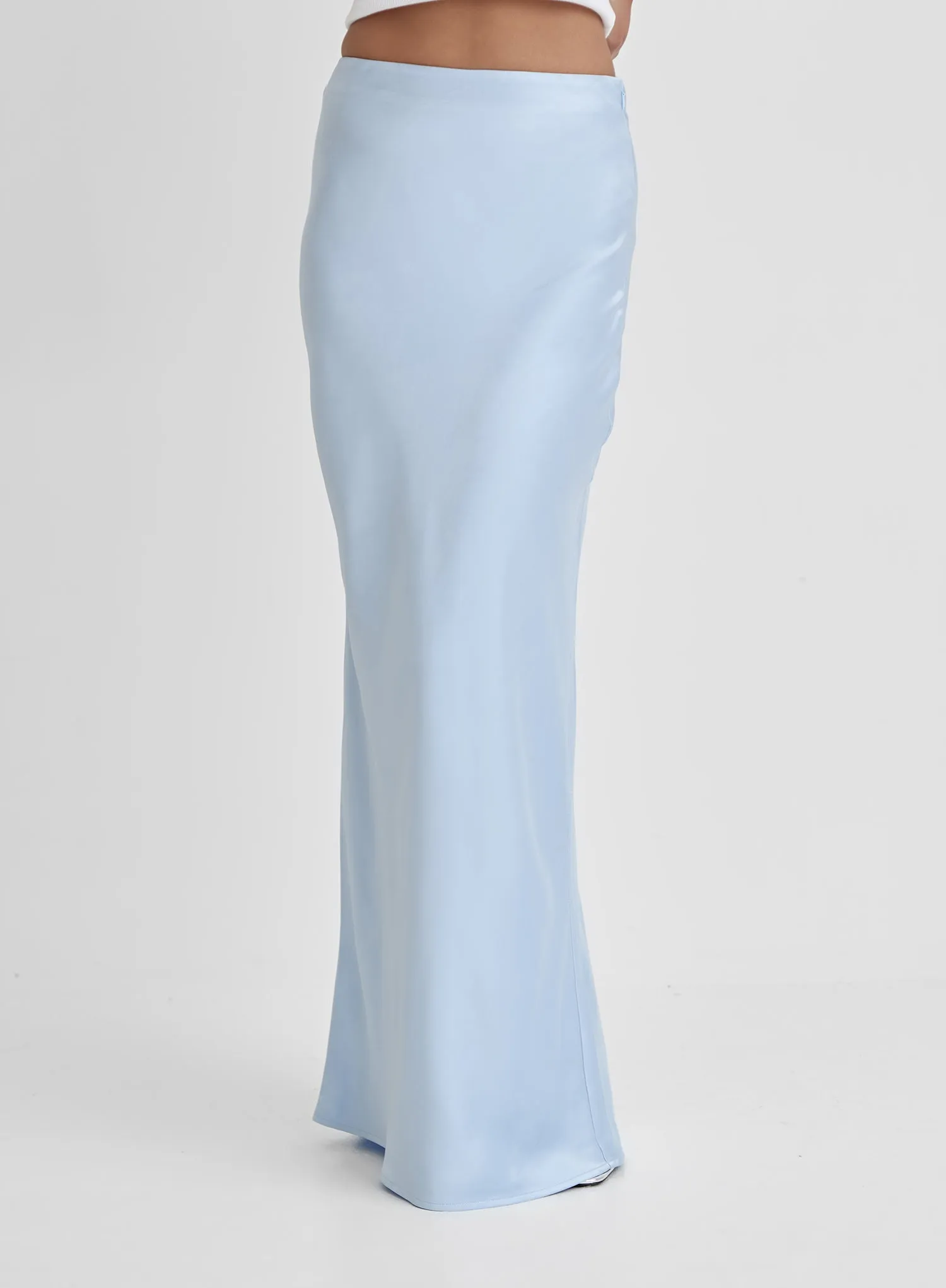 Blue Satin Maxi Skirt- Novah