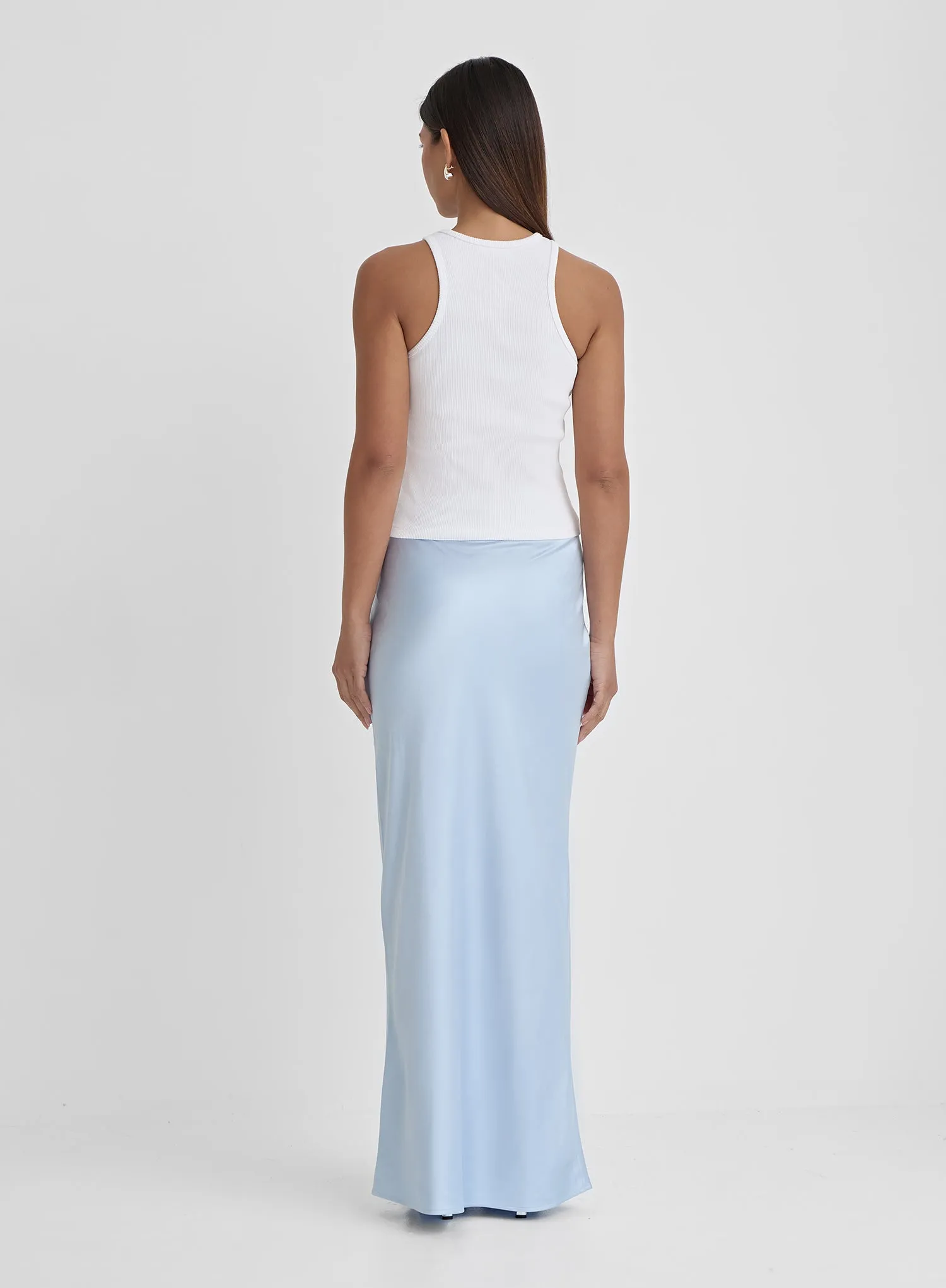 Blue Satin Maxi Skirt- Novah