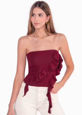 Blusa strapless con boleros - PALMINA