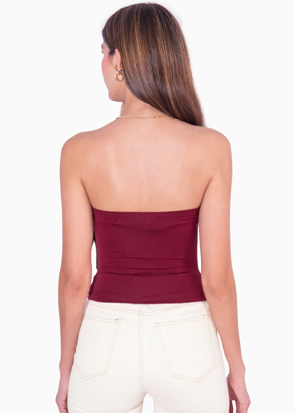 Blusa strapless con boleros - PALMINA