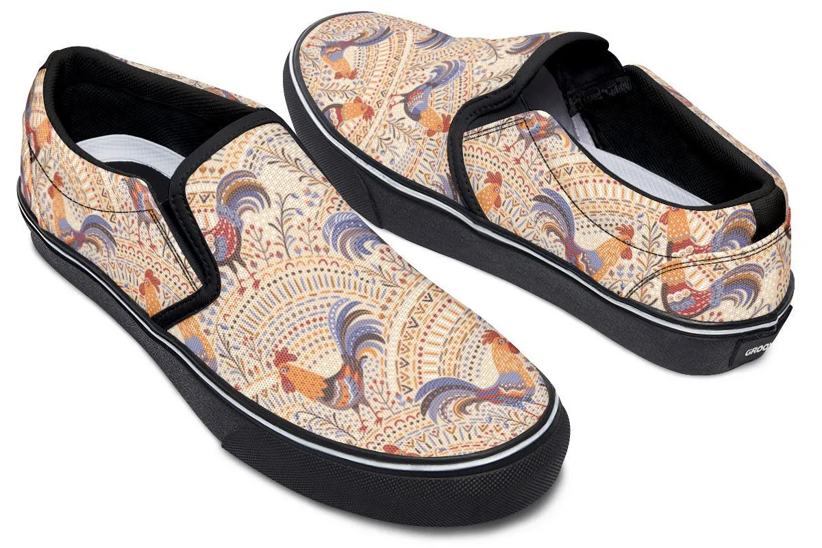 Bohemian Rooster Slip-On Shoes