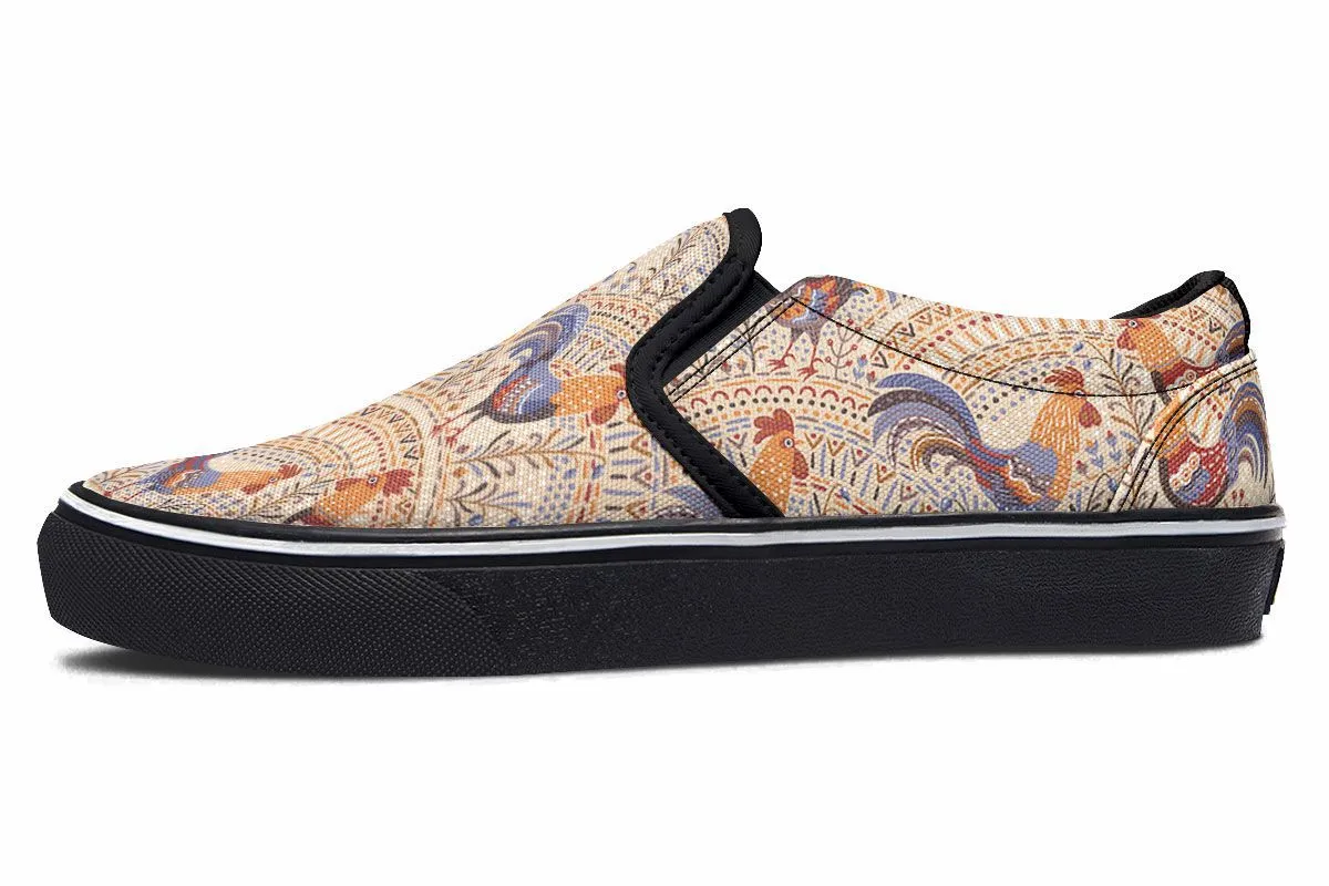 Bohemian Rooster Slip-On Shoes