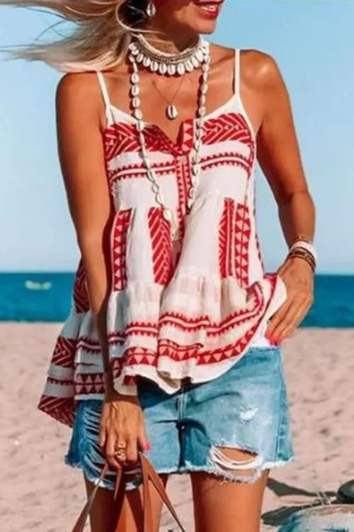 Boho Print Slip Top