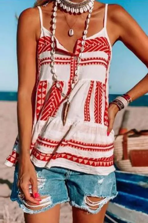 Boho Print Slip Top