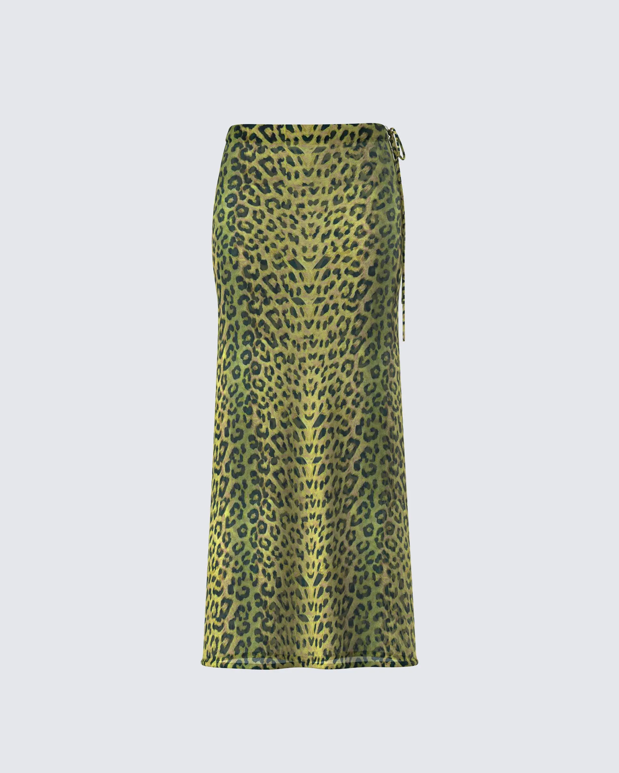 Calista Lime Leopard Maxi Skirt