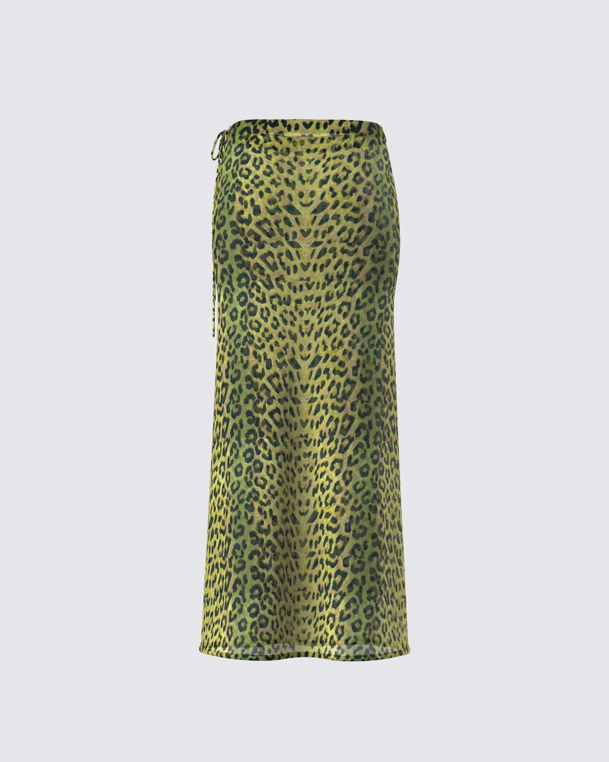 Calista Lime Leopard Maxi Skirt