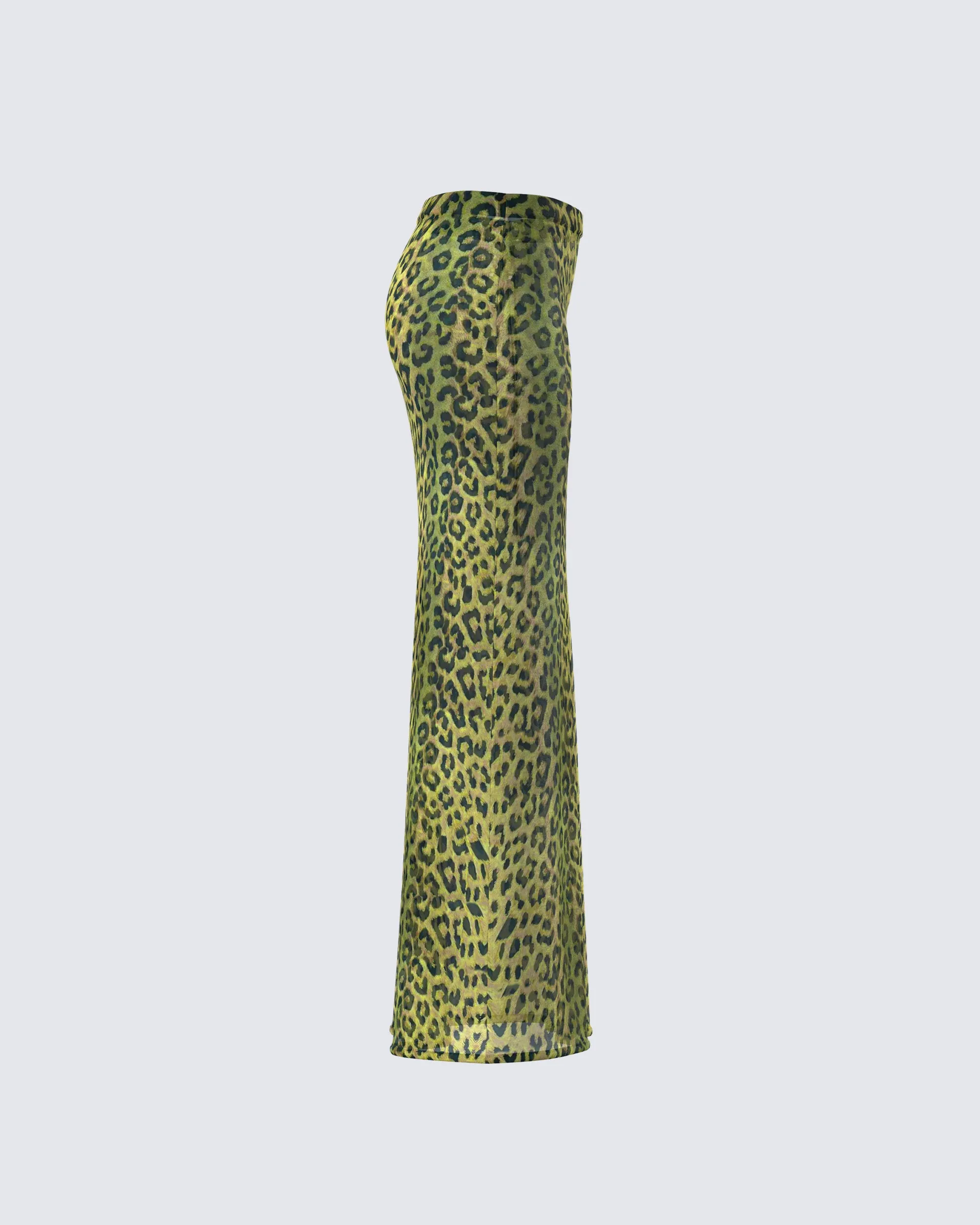 Calista Lime Leopard Maxi Skirt