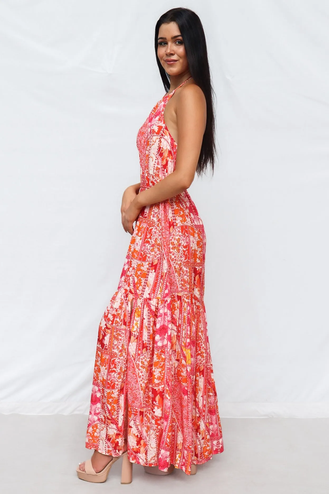 Calypso Maxi Dress - Pink Print