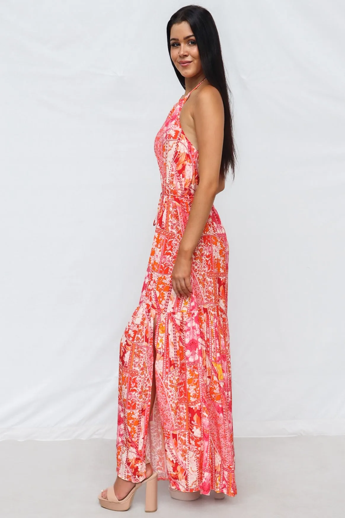 Calypso Maxi Dress - Pink Print