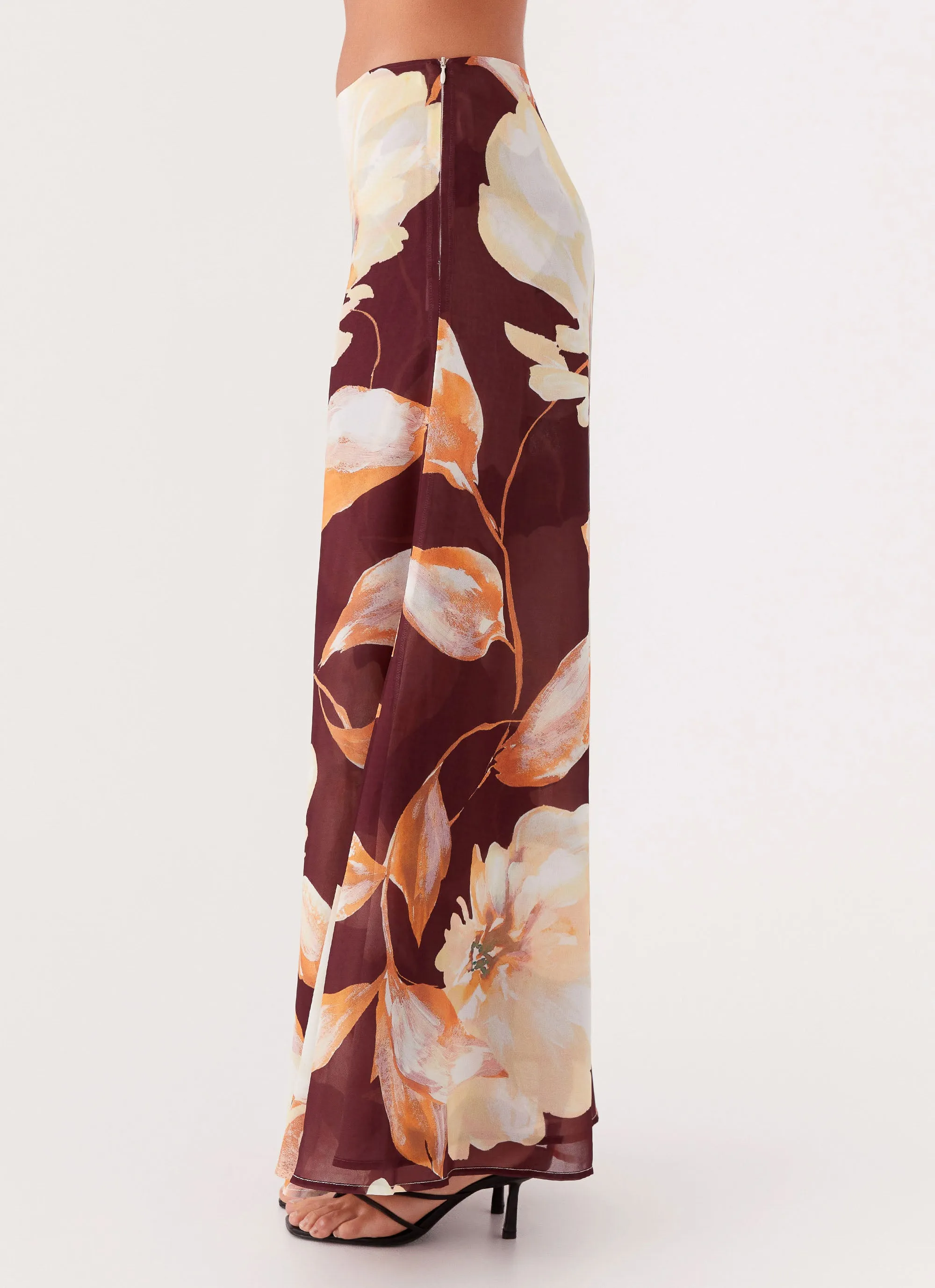 Camellia Maxi Skirt - Brown Floral