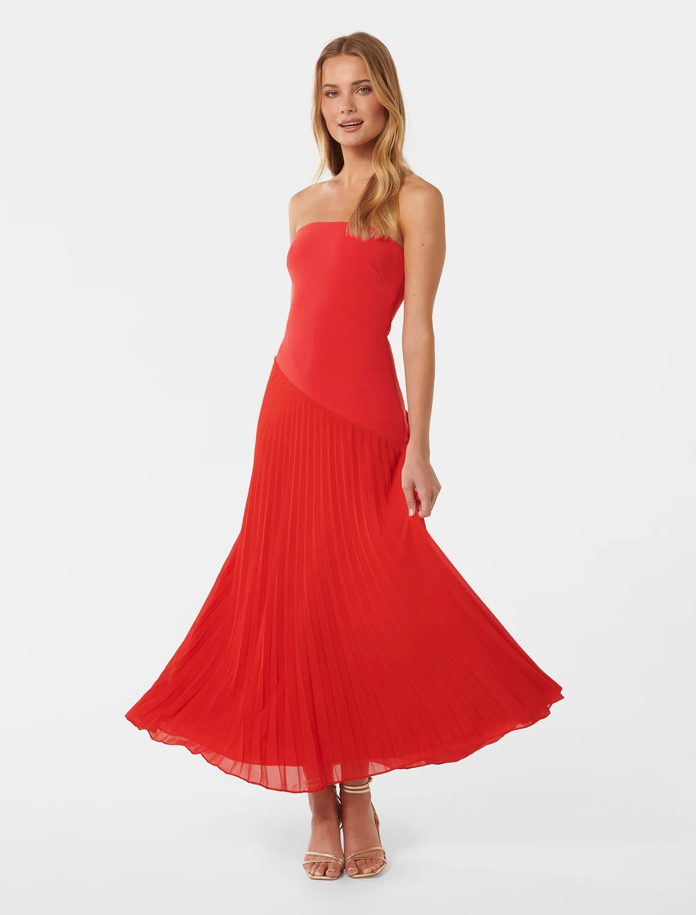 Capri Strapless Pleat Midi Dress