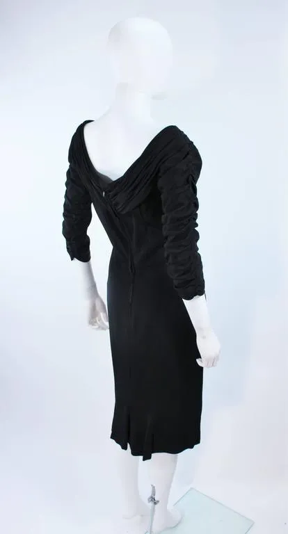 CEIL CHAPMAN Black Gathered Cocktail Dress Size 4-6