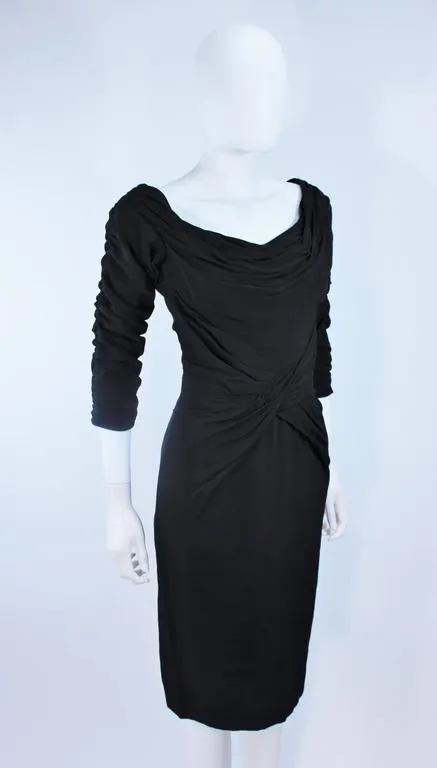 CEIL CHAPMAN Black Gathered Cocktail Dress Size 4-6