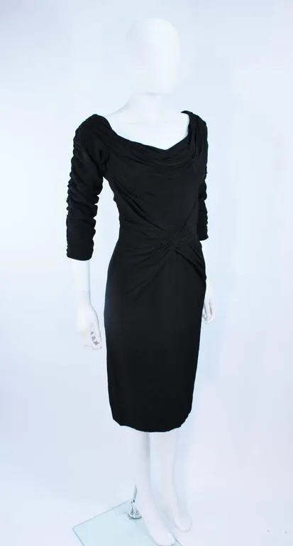 CEIL CHAPMAN Black Gathered Cocktail Dress Size 4-6