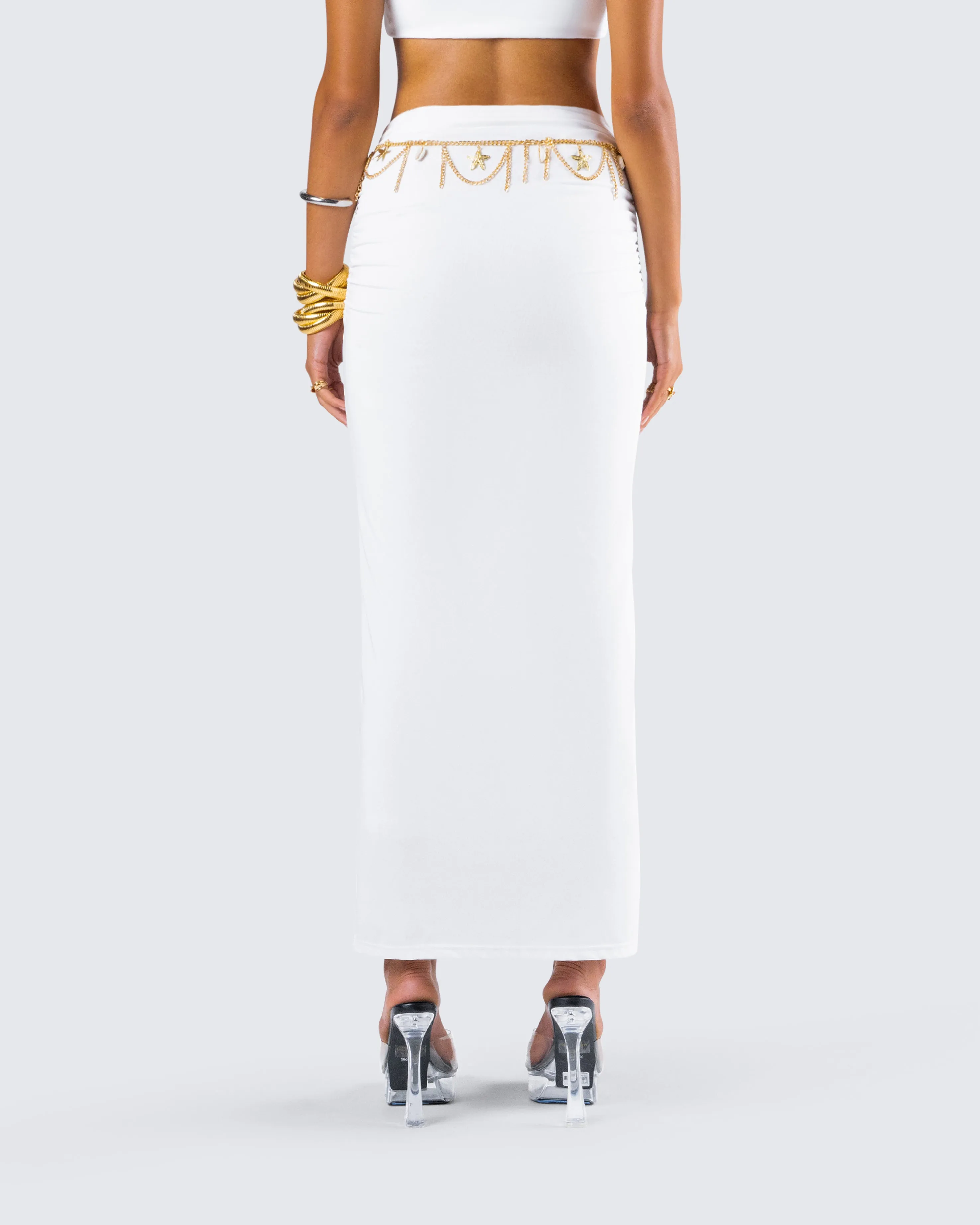 Cerelina White Jersey Maxi Skirt