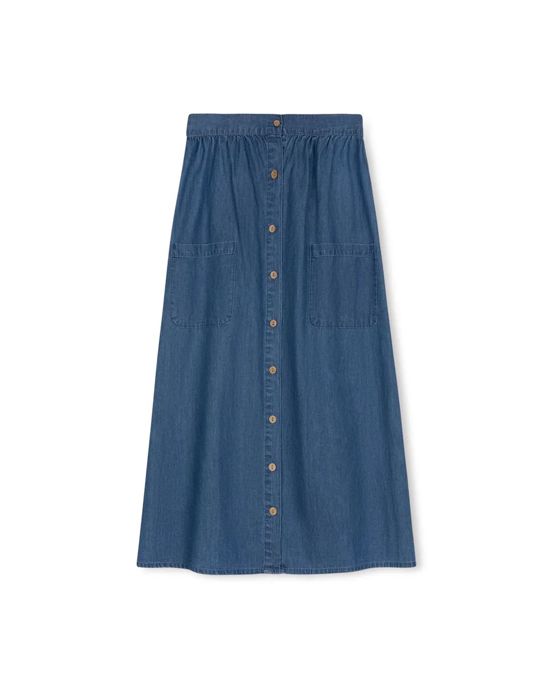 Chambray Button Down Maxi Skirt