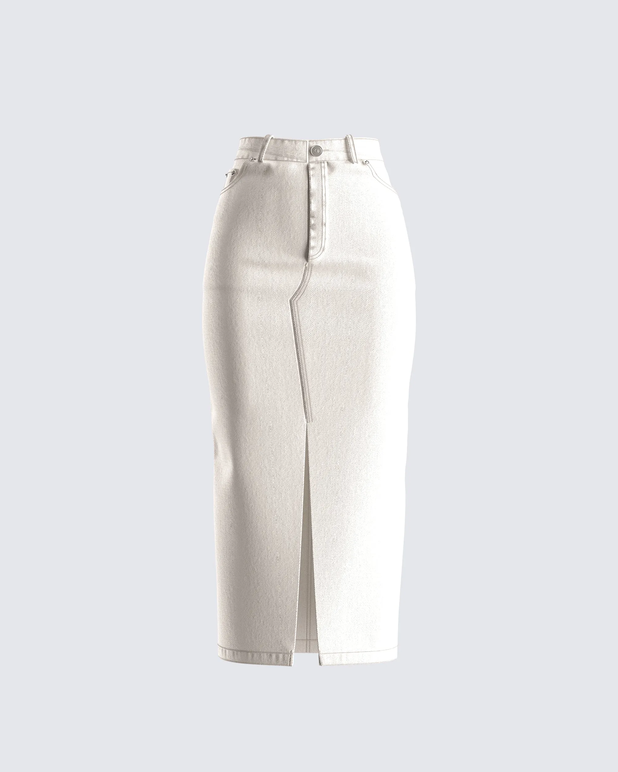 Chell White Denim Maxi Skirt