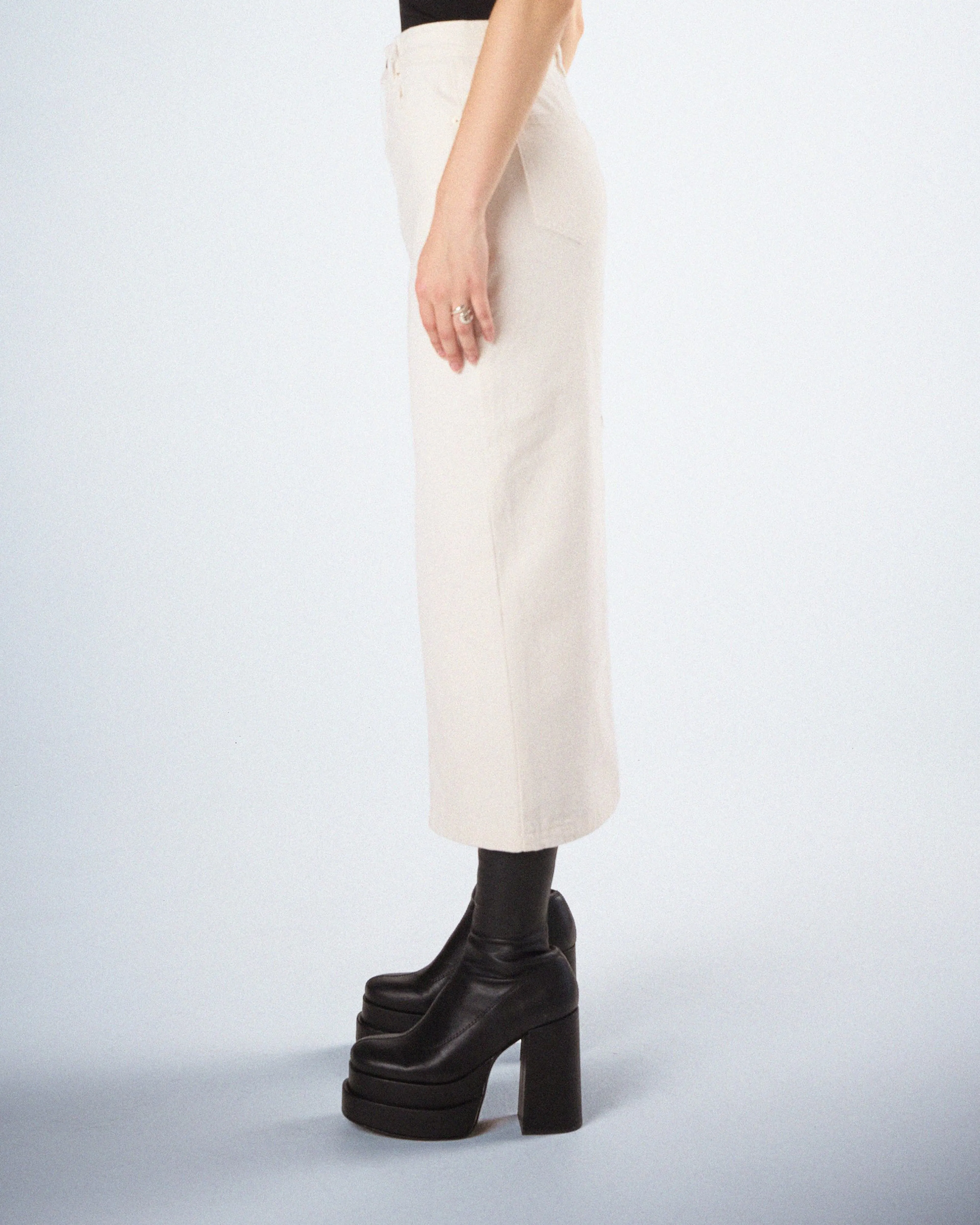 Chell White Denim Maxi Skirt