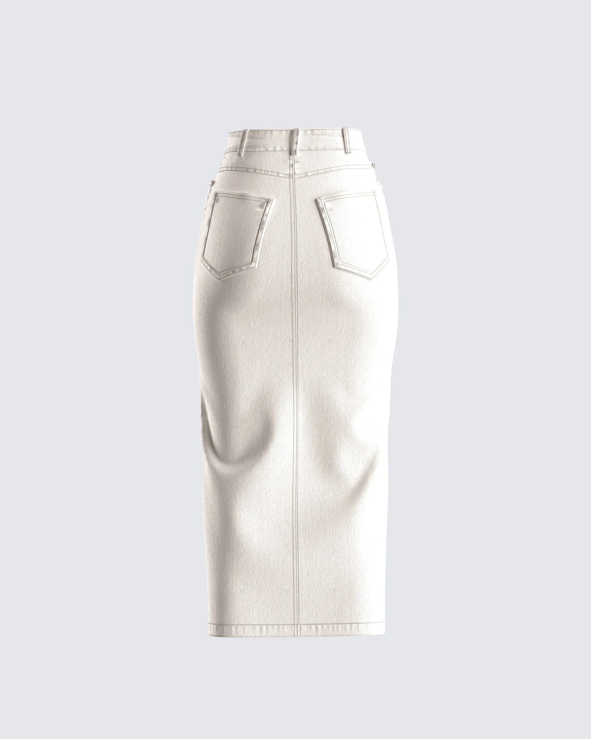 Chell White Denim Maxi Skirt