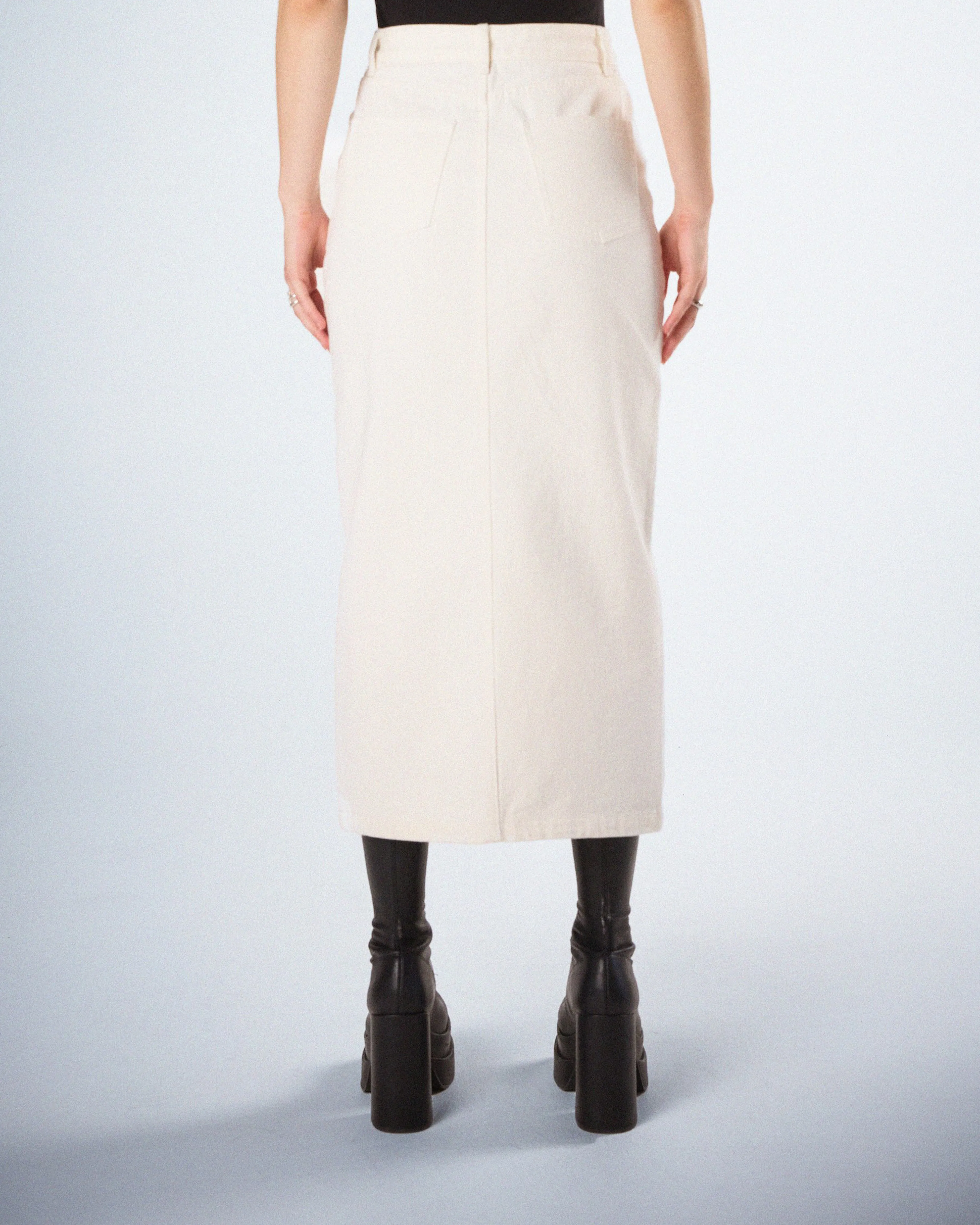 Chell White Denim Maxi Skirt