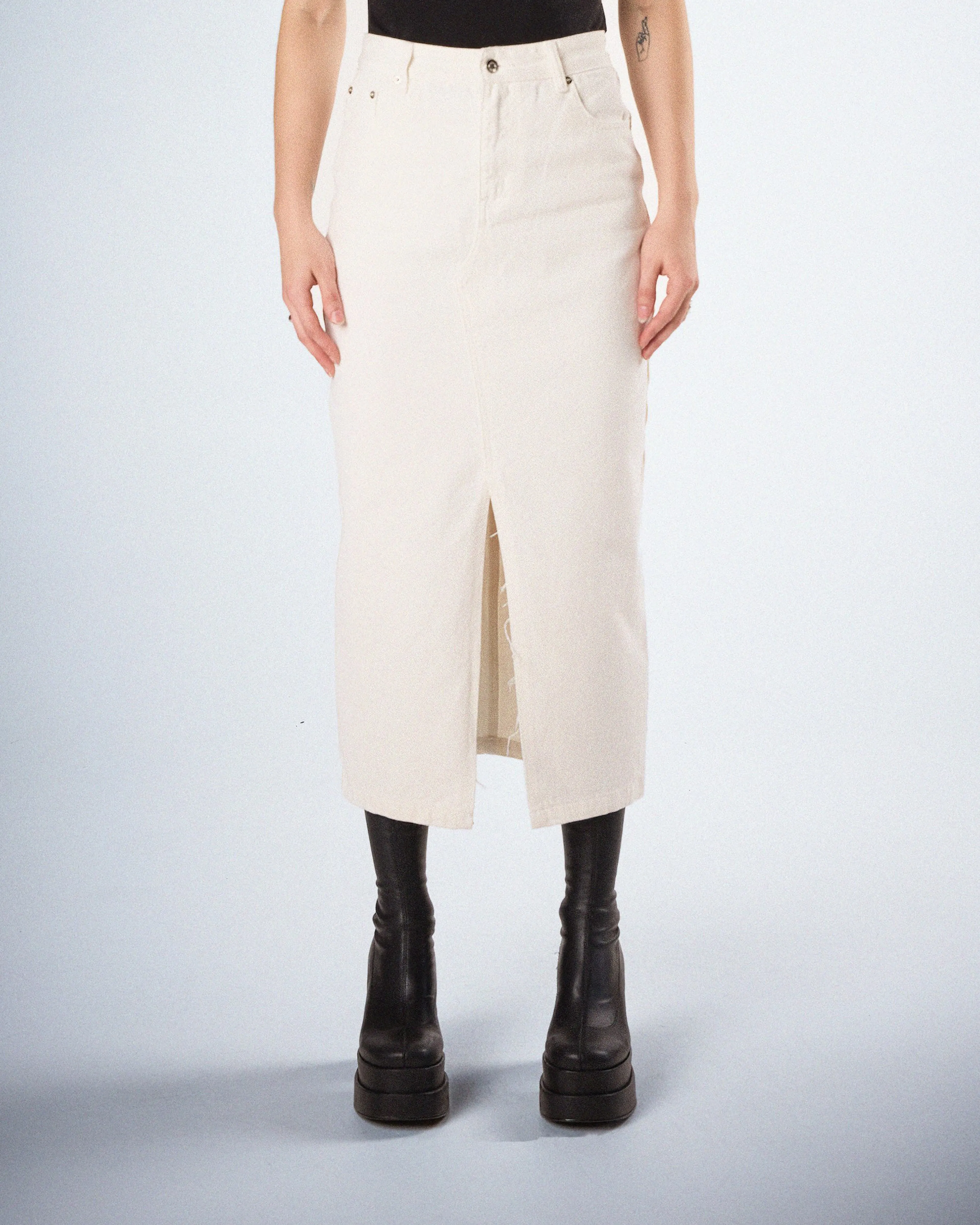 Chell White Denim Maxi Skirt