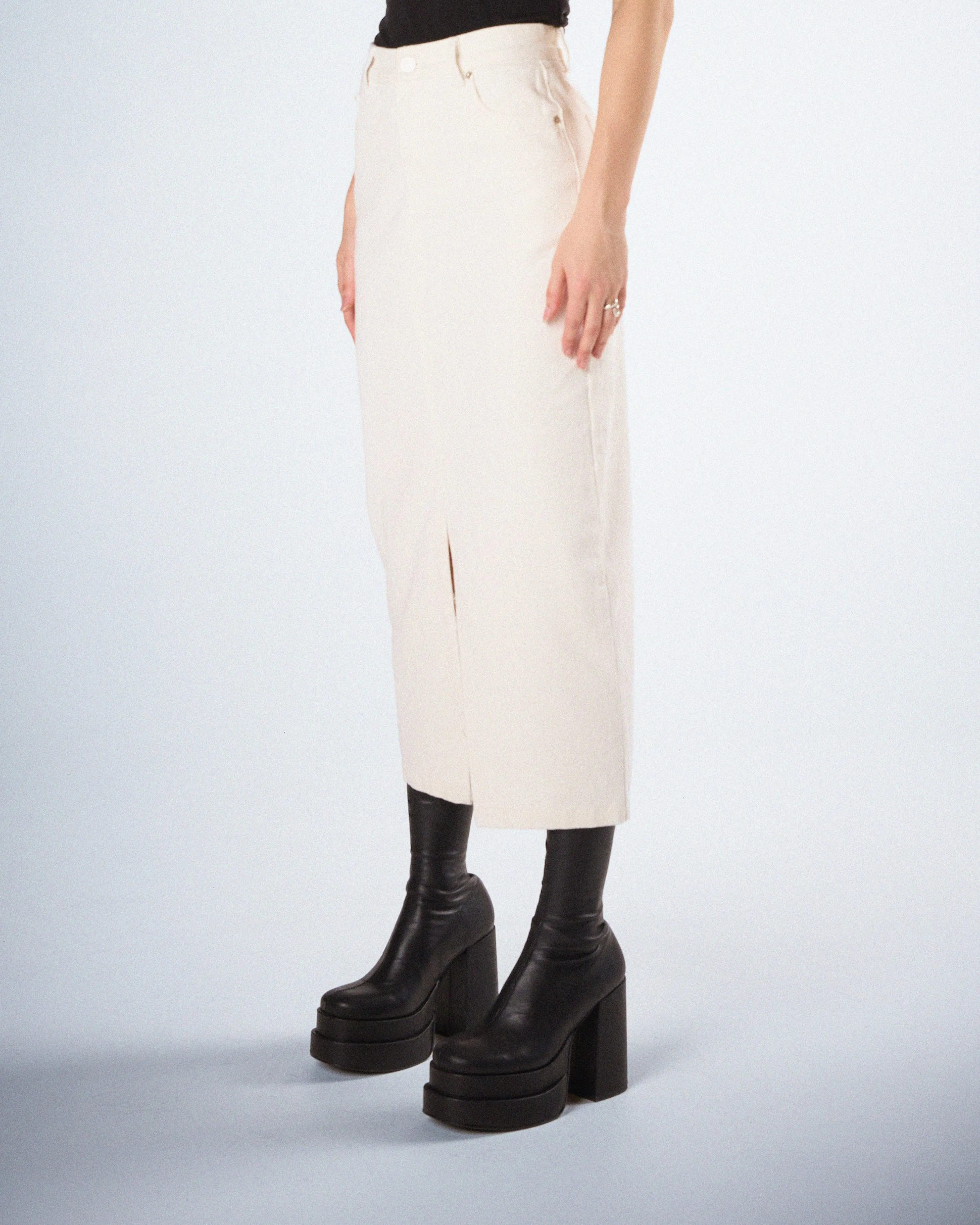 Chell White Denim Maxi Skirt