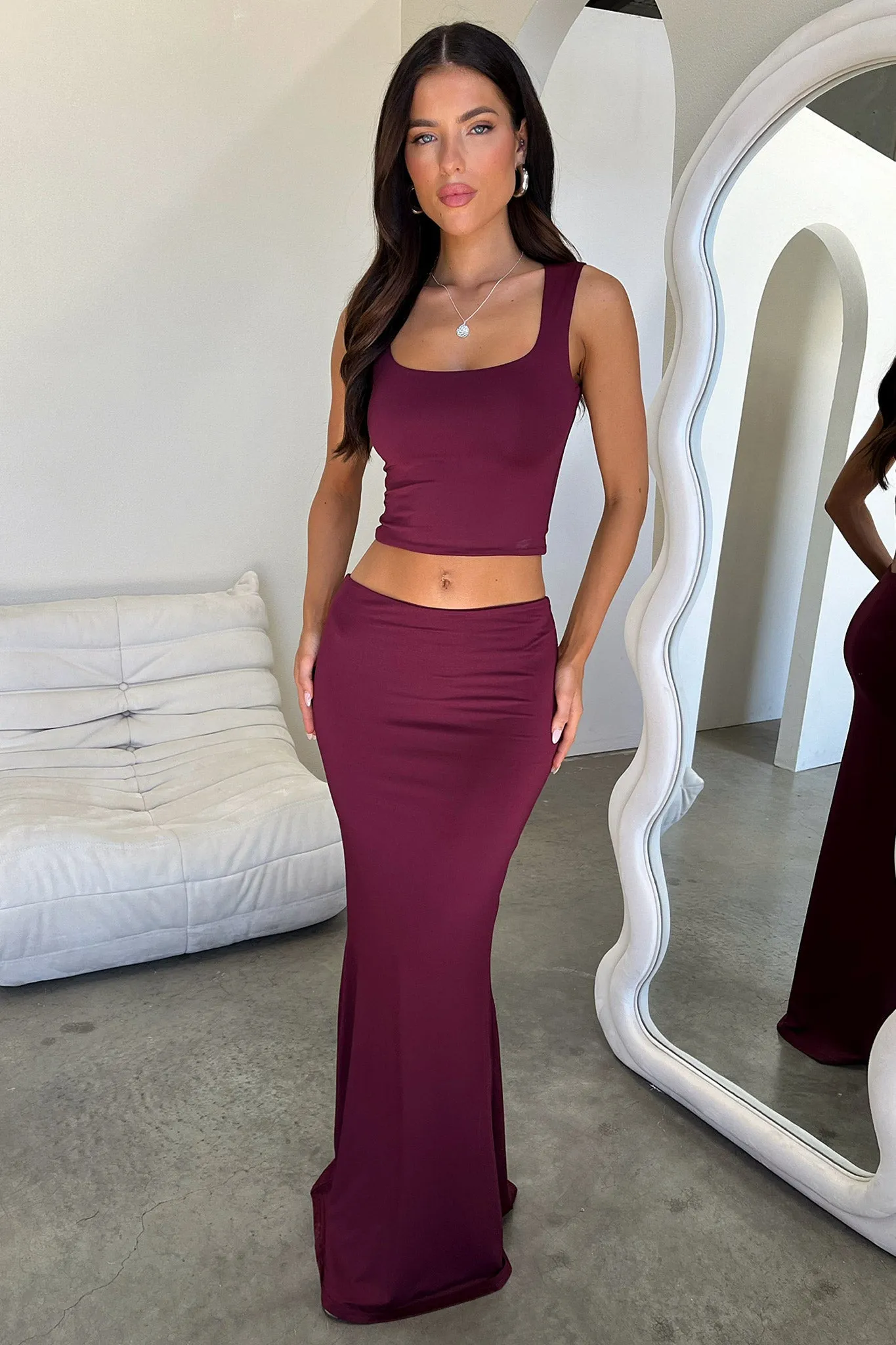 Clementine Maxi Skirt - Wine