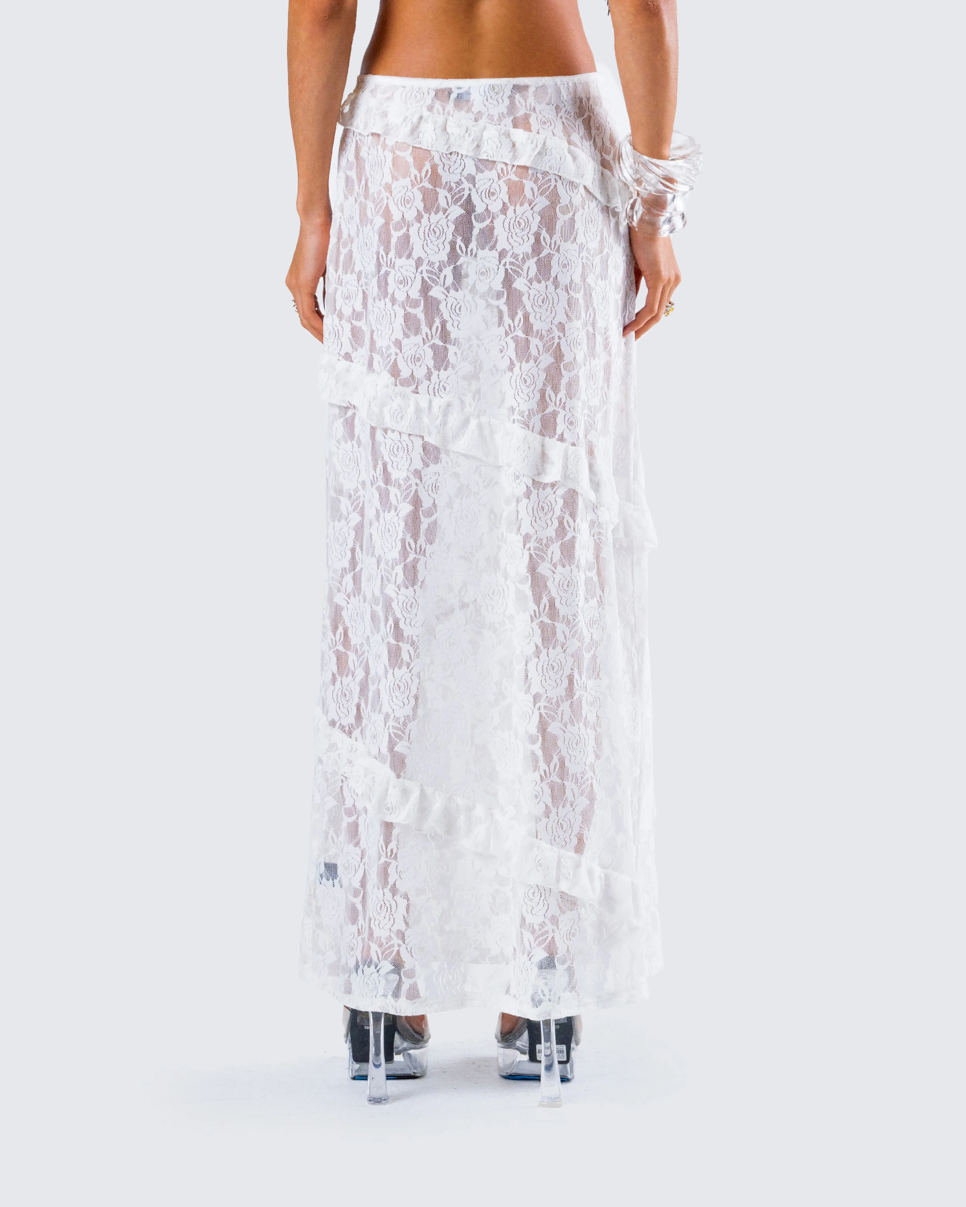 Denise White Lace Maxi Skirt