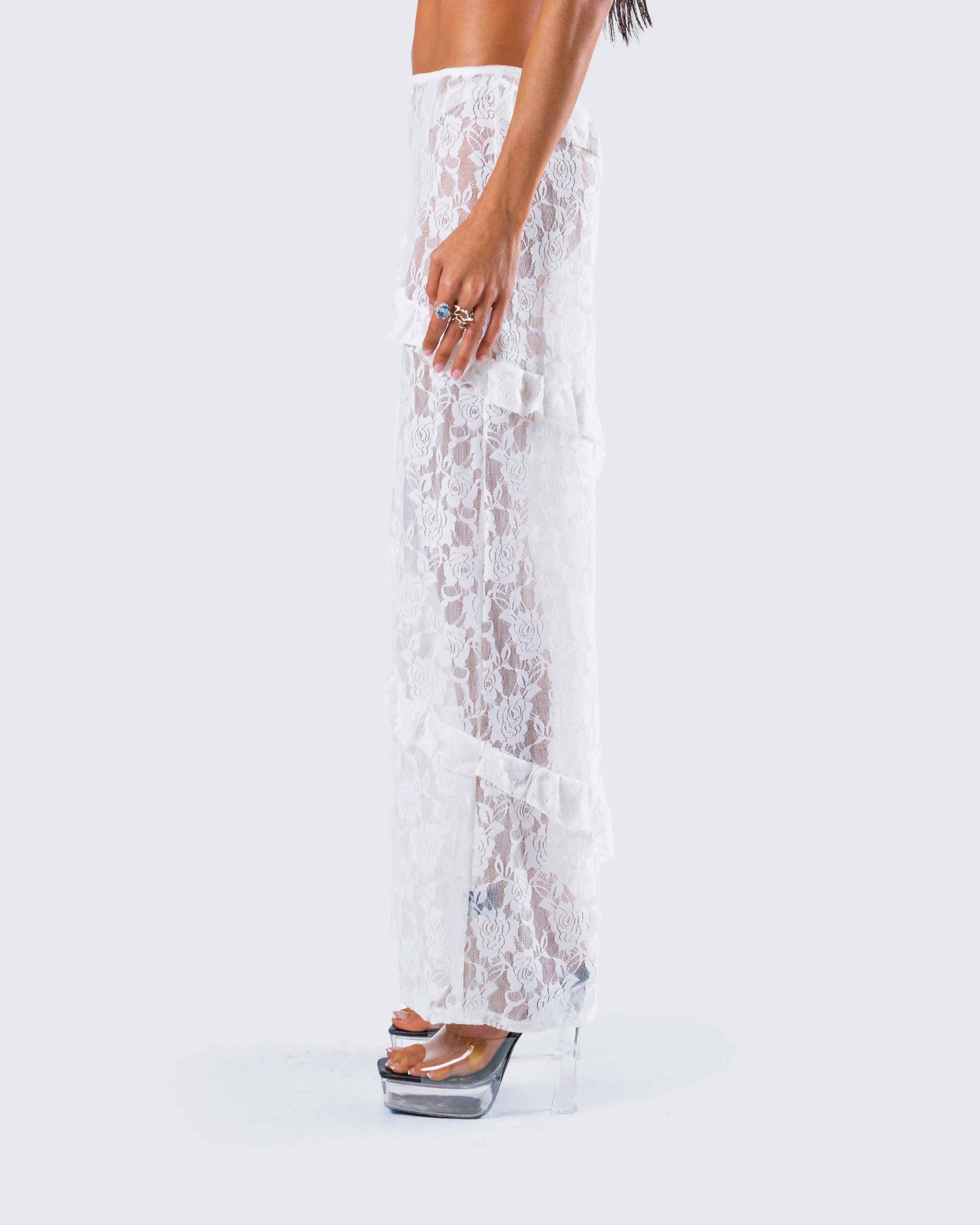 Denise White Lace Maxi Skirt