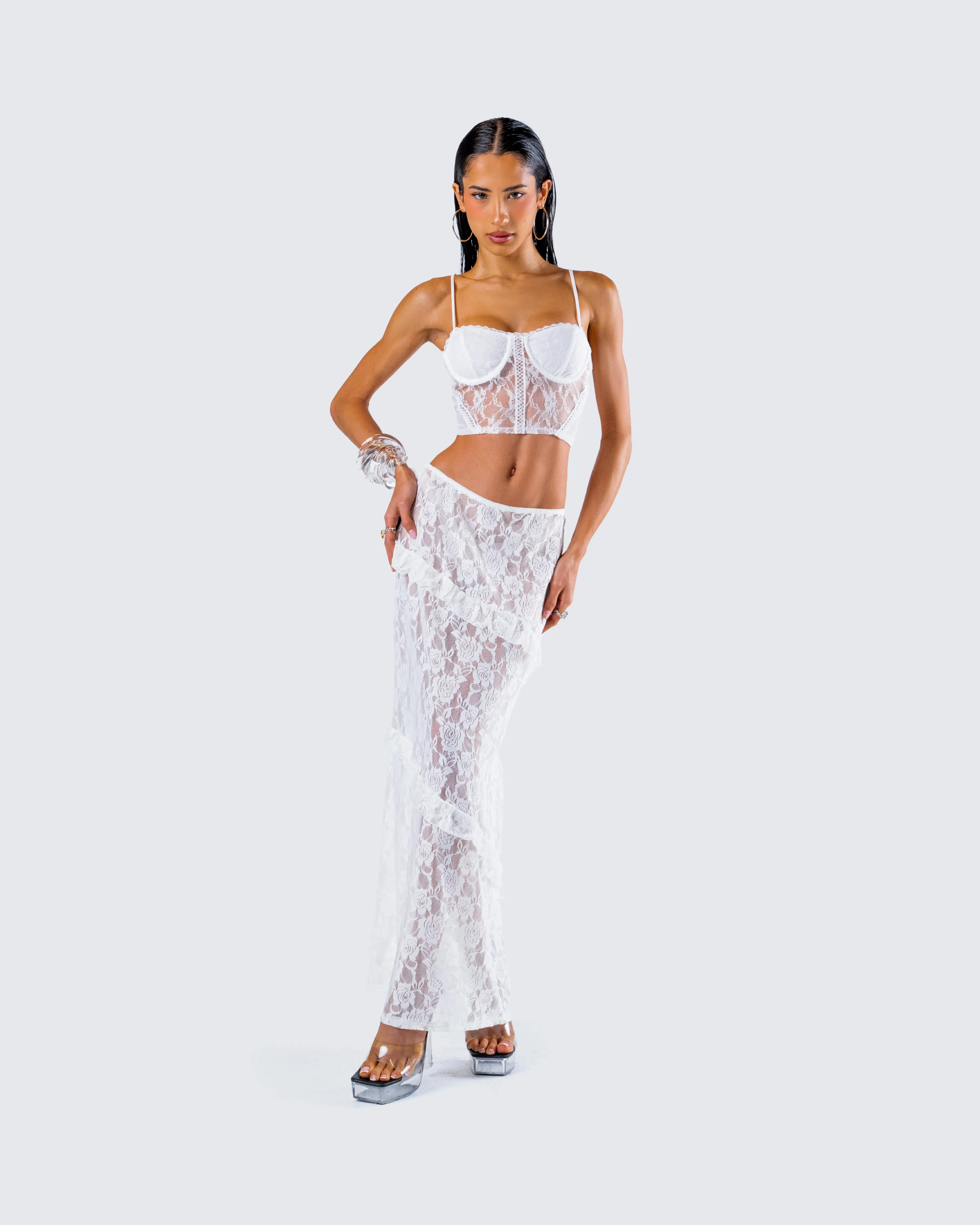 Denise White Lace Maxi Skirt