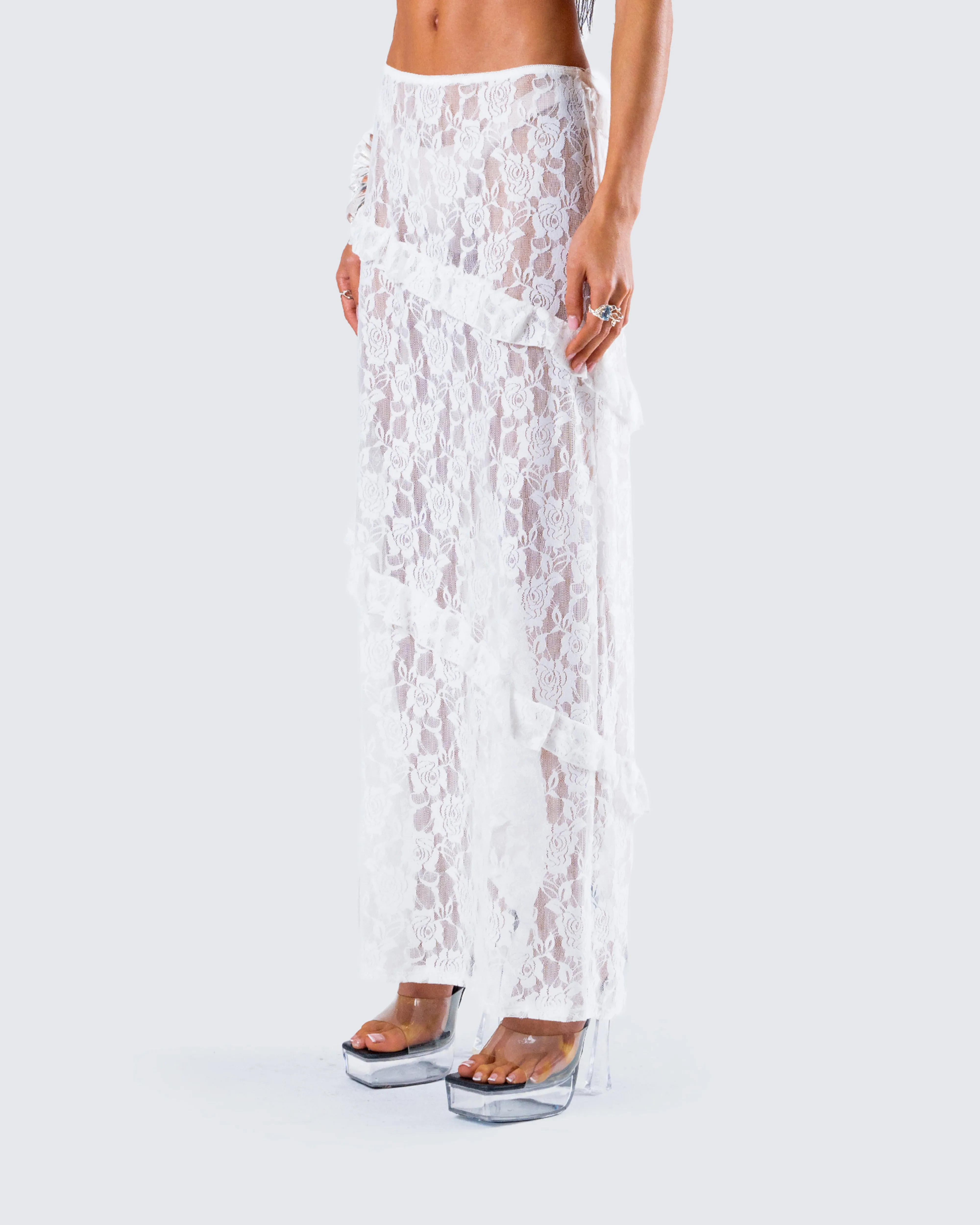 Denise White Lace Maxi Skirt