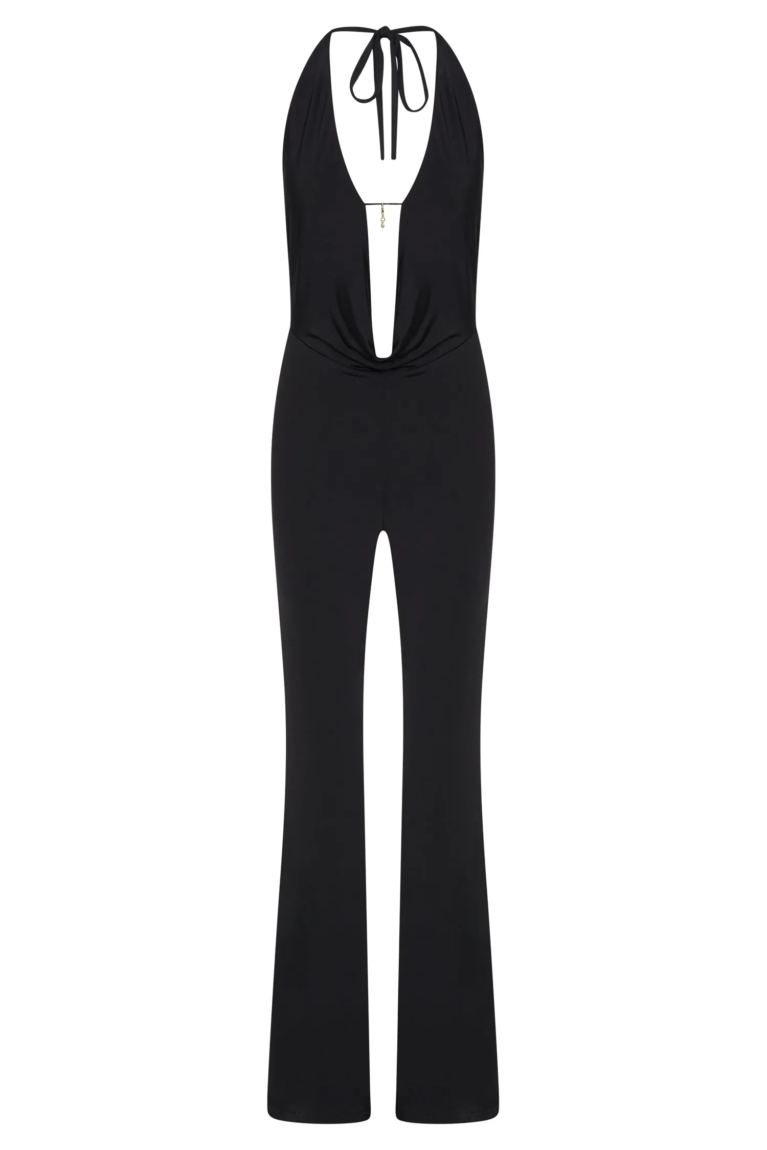 Dixie Plunge Halter Neck Jumpsuit - Black