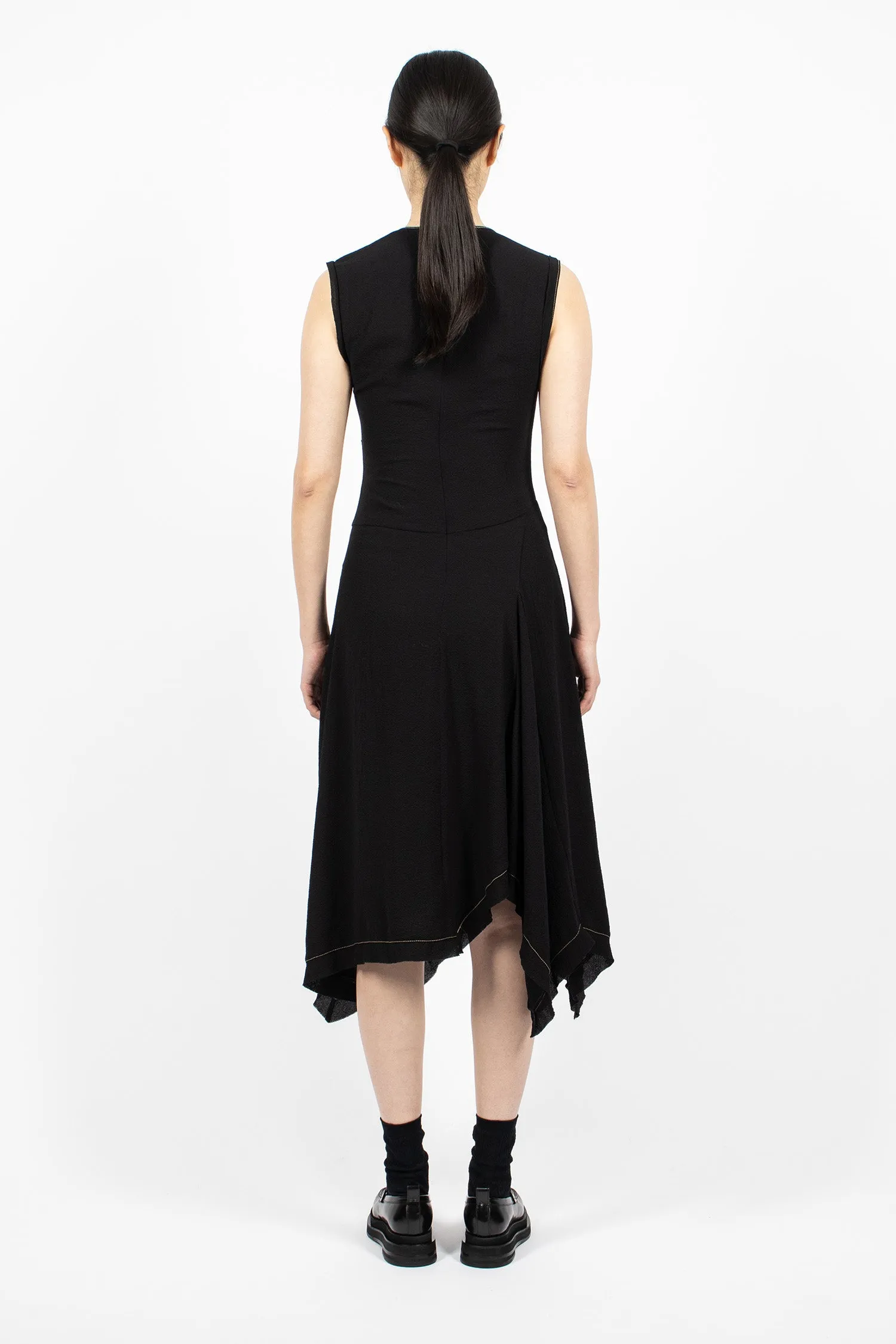 Draped Sleeveless Dress Black