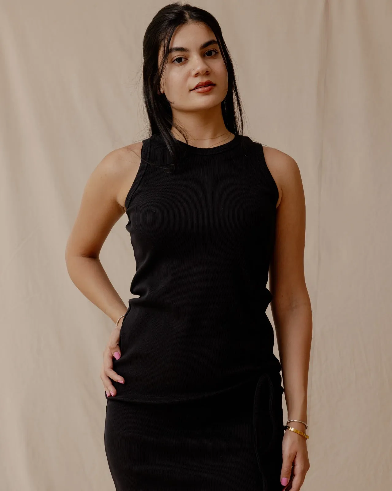 Drawstring Fitted Dress Black