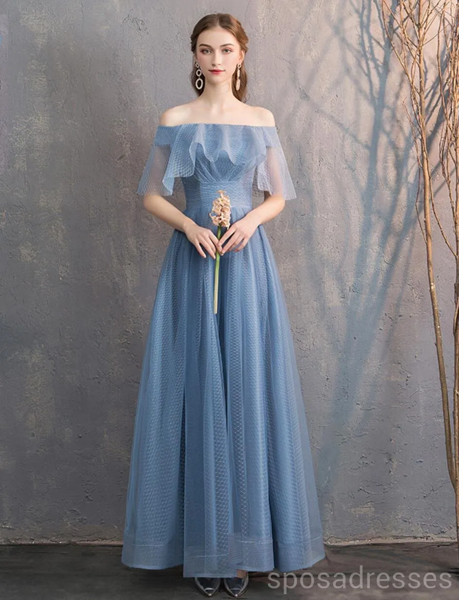 Dusty Blue Floor Length Mismatched Cheap Bridesmaid Dresses Online, WG533