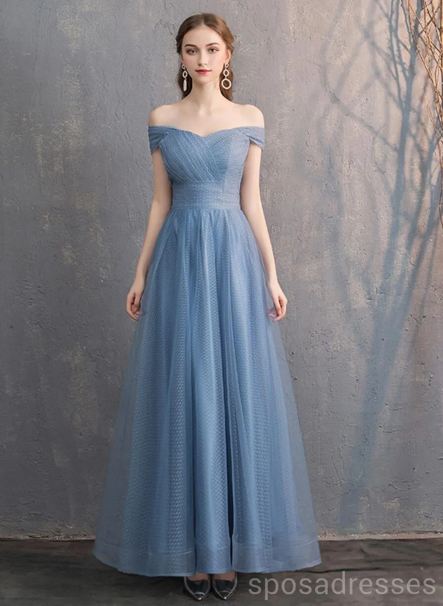 Dusty Blue Floor Length Mismatched Cheap Bridesmaid Dresses Online, WG533