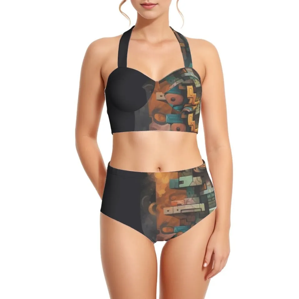 Earthen Women's Swimsuit Set With Halter