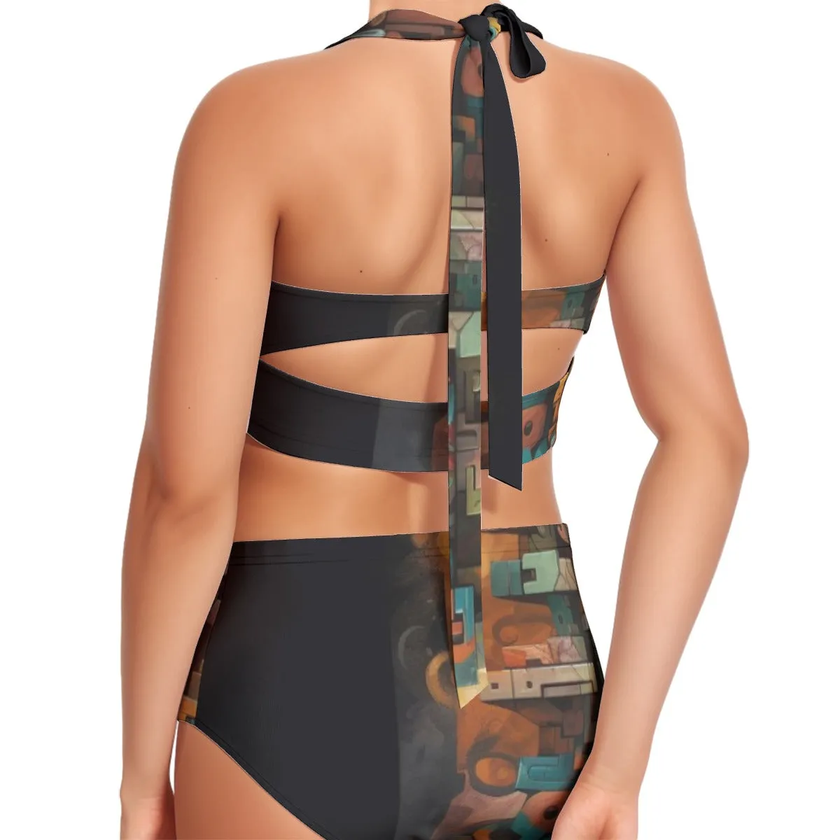 Earthen Women's Swimsuit Set With Halter