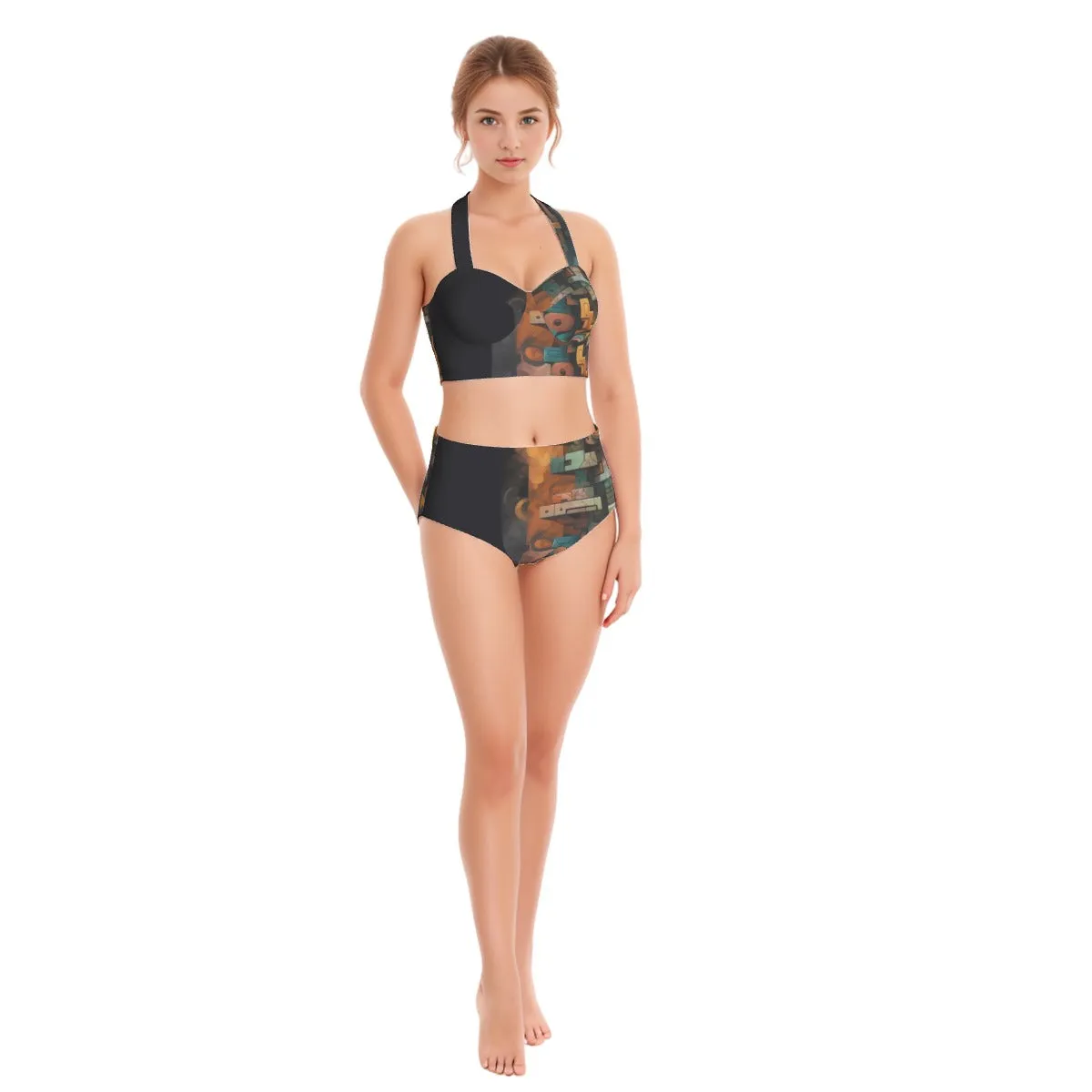 Earthen Women's Swimsuit Set With Halter