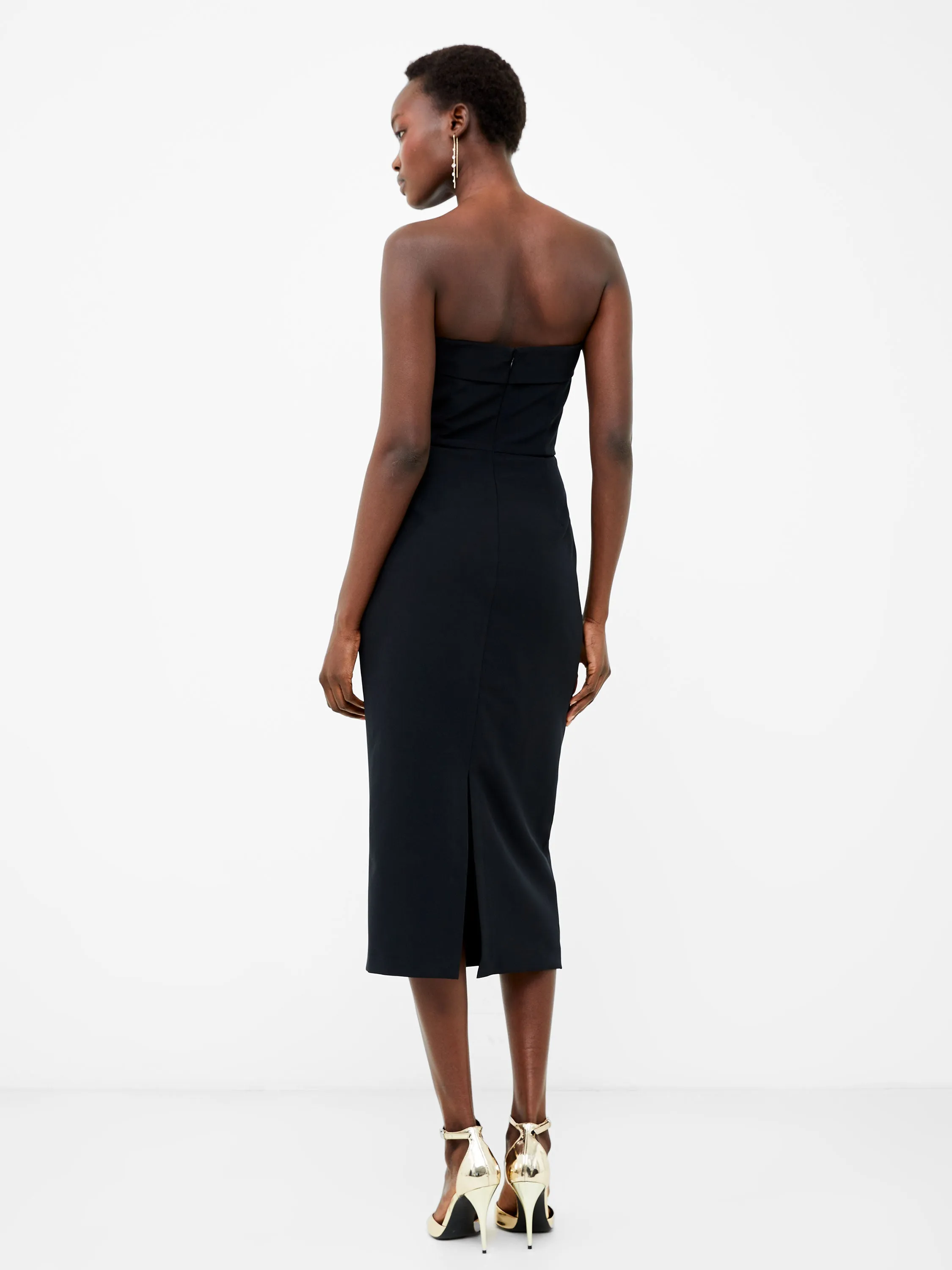 Strapless Midi Dress in Echo Crepe - English Elegant Modifiers