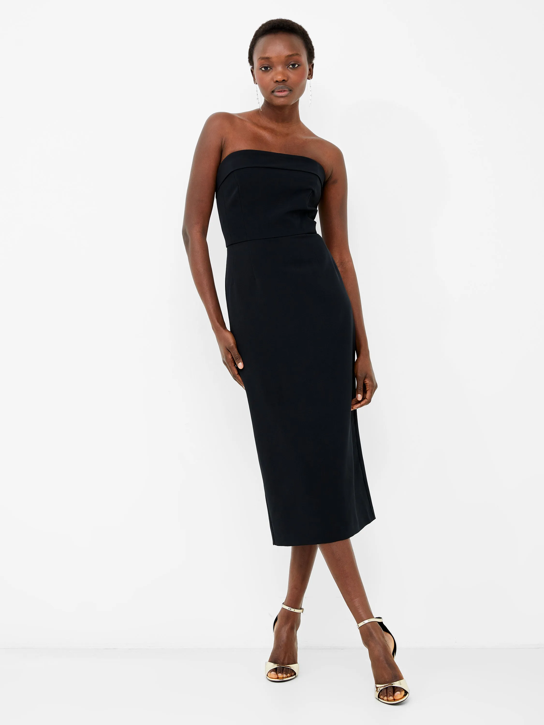 Strapless Midi Dress in Echo Crepe - English Elegant Modifiers