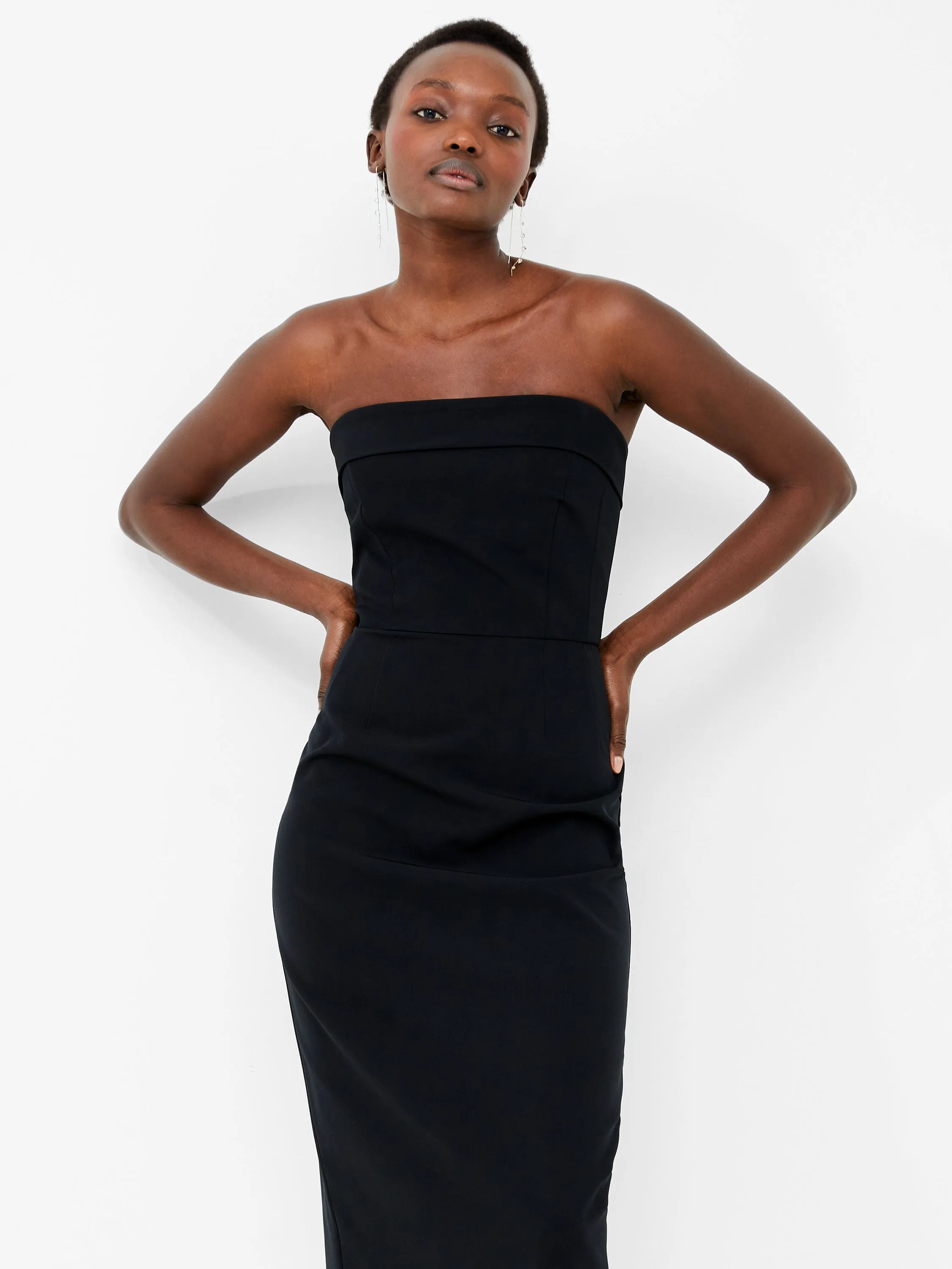 Strapless Midi Dress in Echo Crepe - English Elegant Modifiers