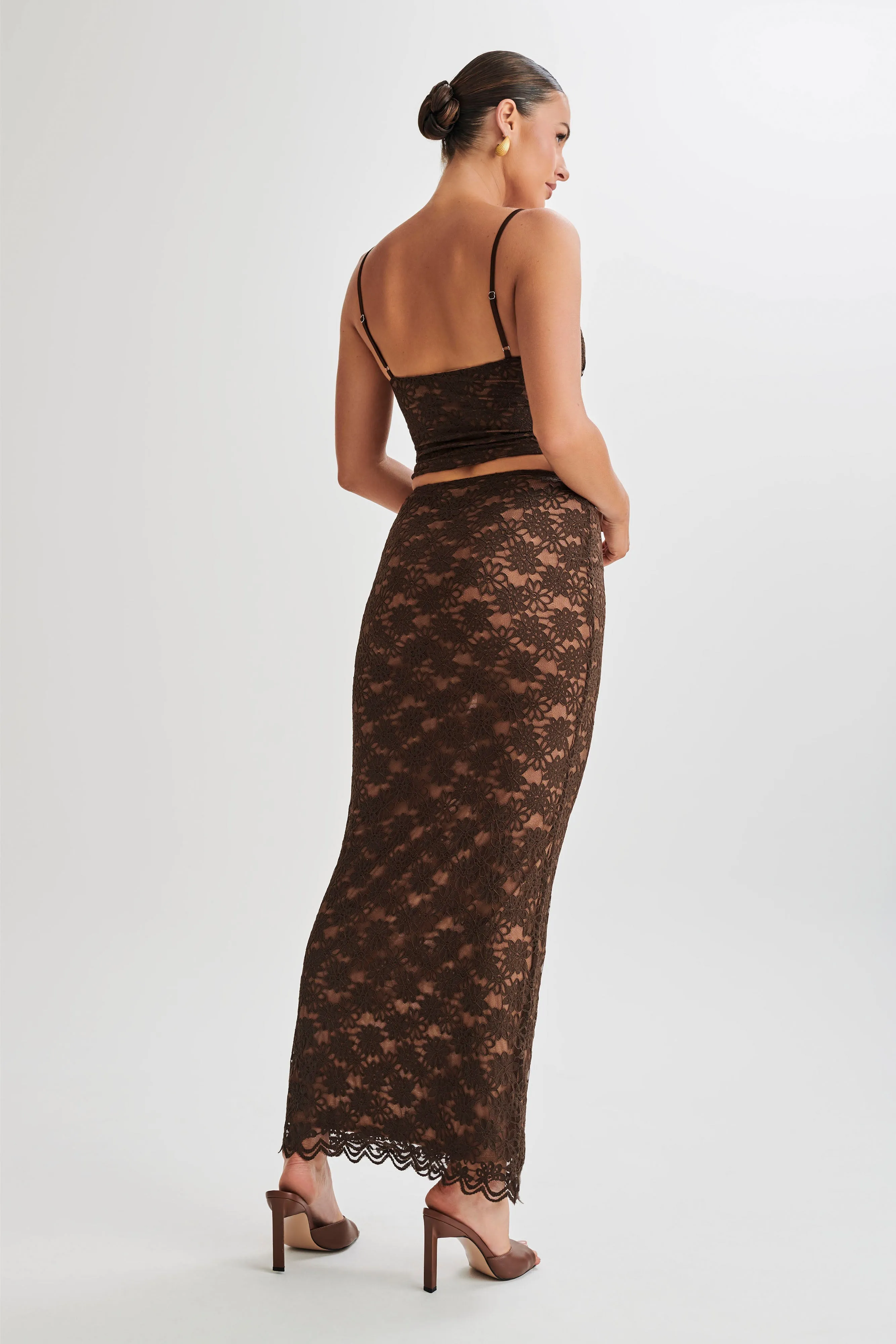 Elska Lace Maxi Skirt - Chocolate