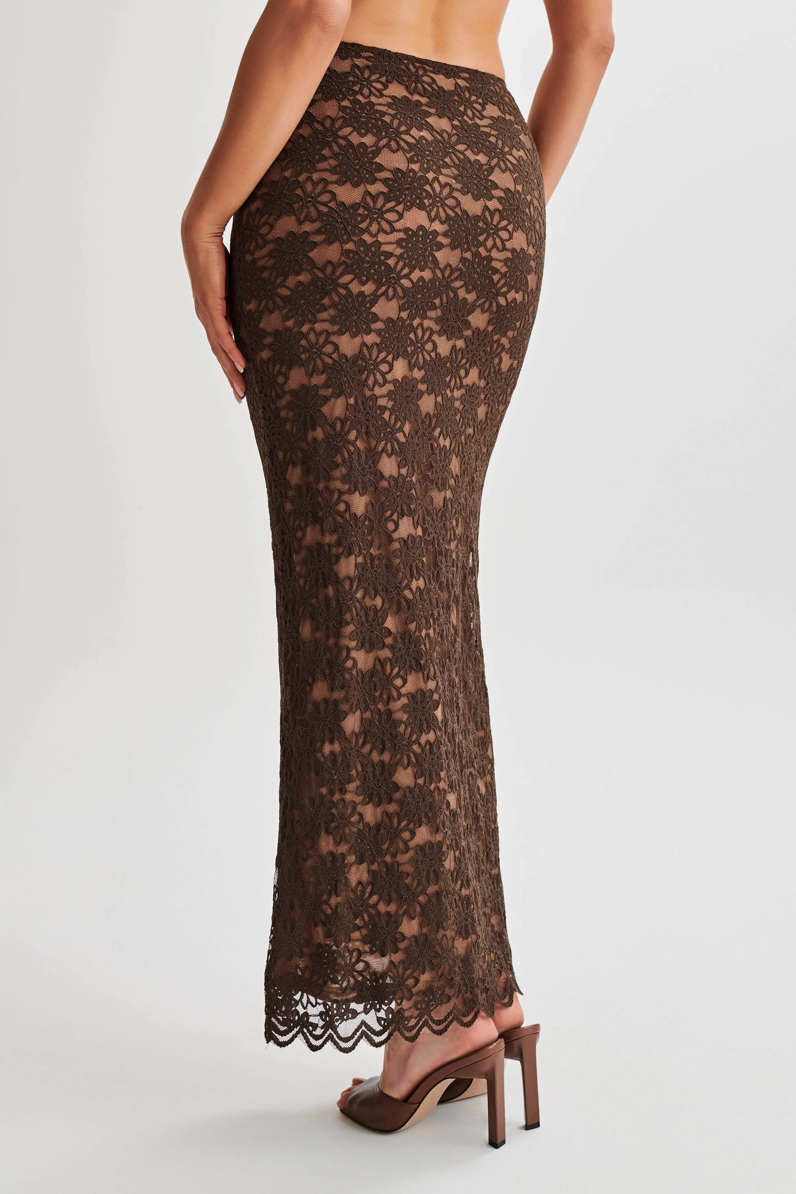 Elska Lace Maxi Skirt - Chocolate