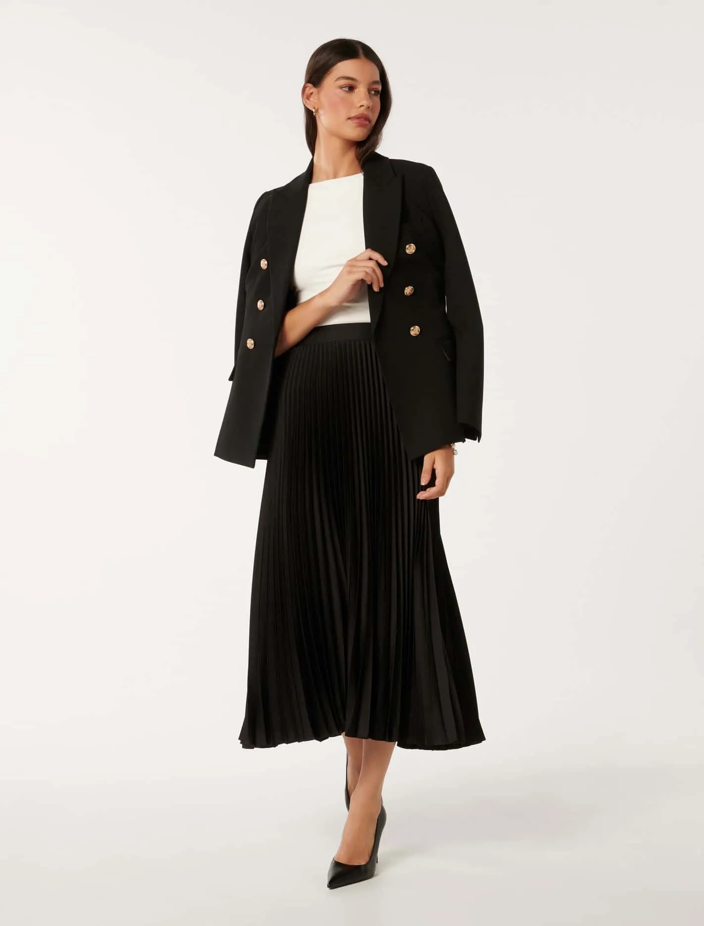 Estelle Satin Pleated Maxi Skirt