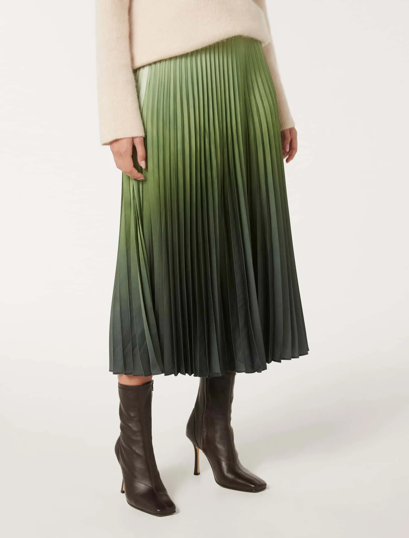 Evangeline Satin Pleated Maxi Skirt