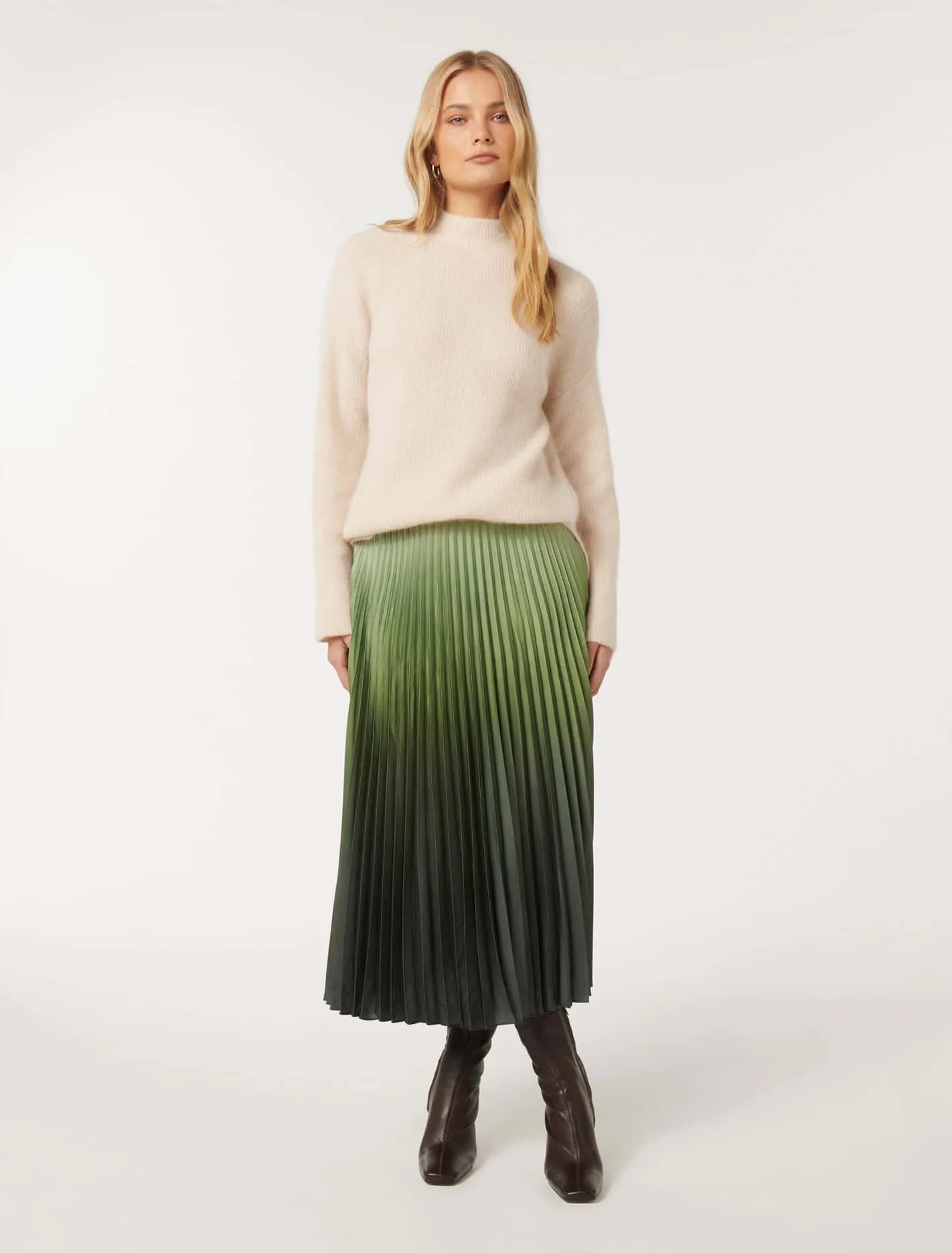 Evangeline Satin Pleated Maxi Skirt