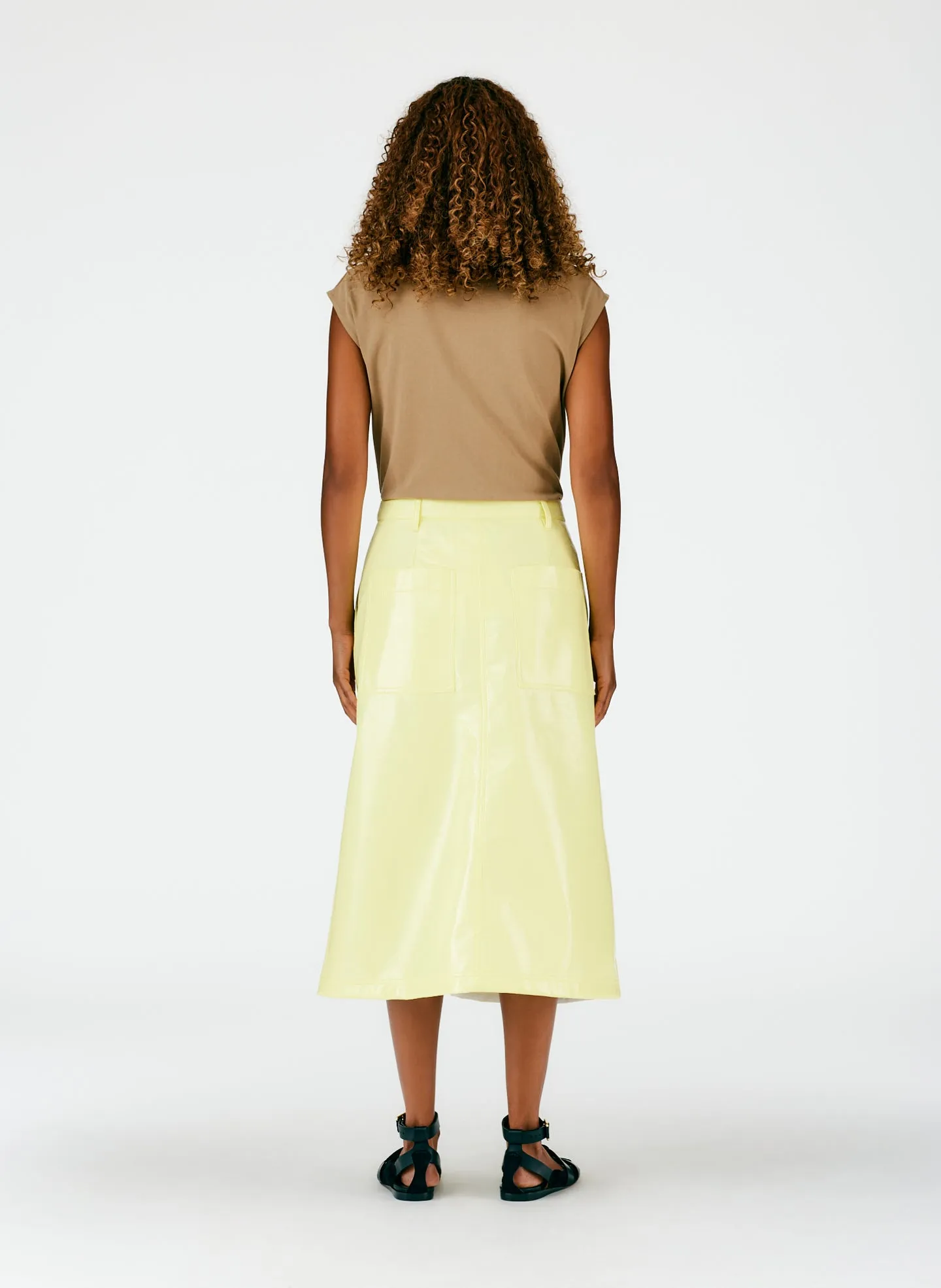 Faux Patent Leather Maxi Aline Skirt