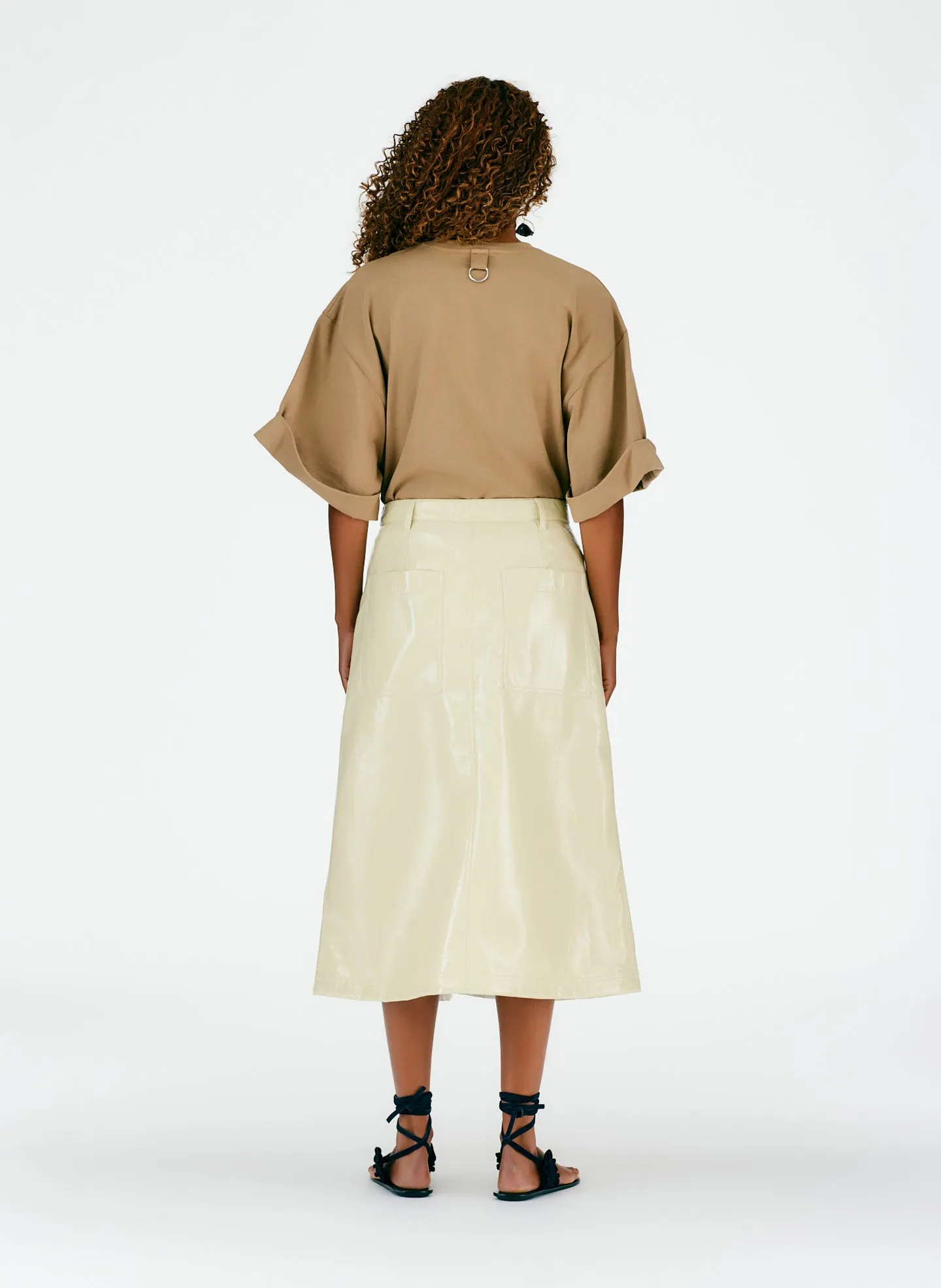 Faux Patent Leather Maxi Aline Skirt